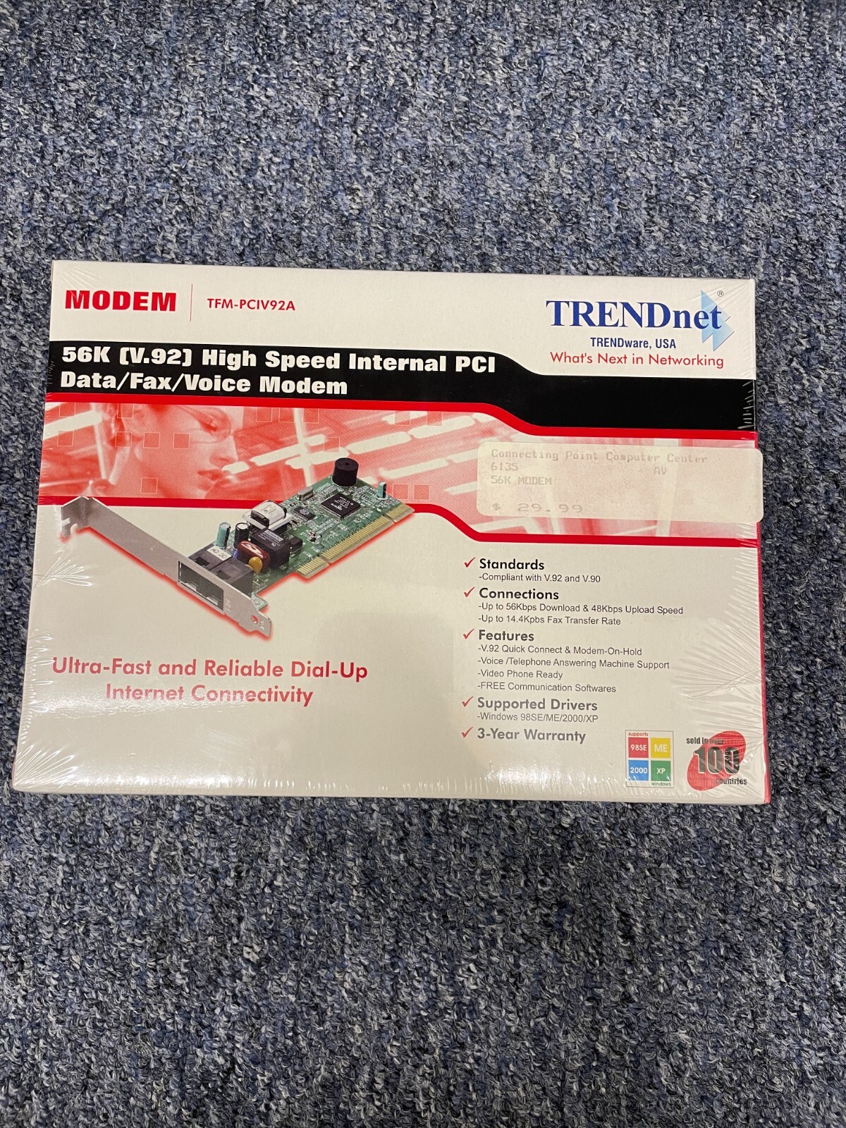 TRENDnet- Modem- 56k [V.92] High Speed Internal PCI- Data/Fax/ Voice Modem-RETRO