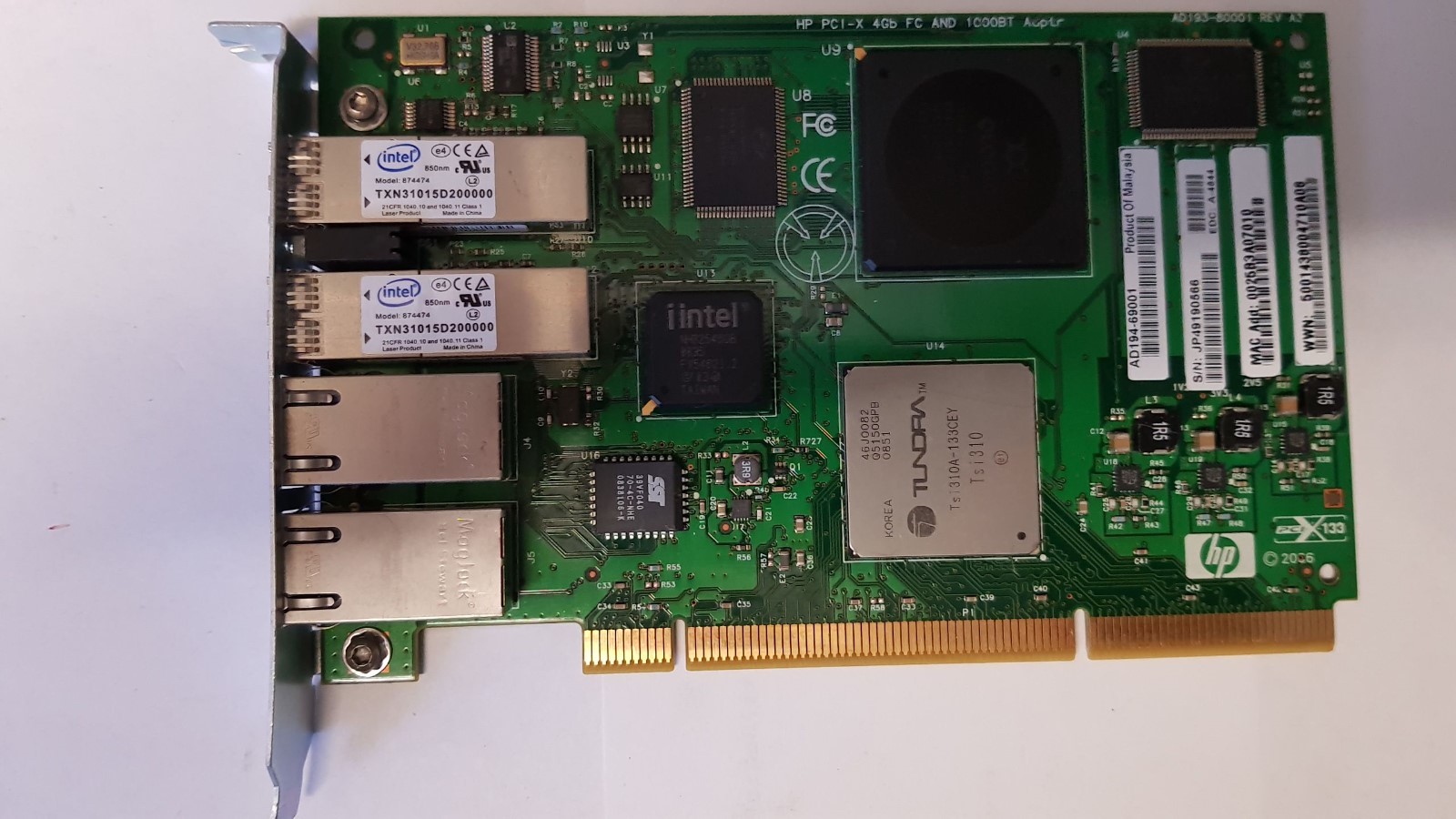 HP AD194-69001 PCI-X 2-port 4GB FC 2-port 1000Base-T Adapter 