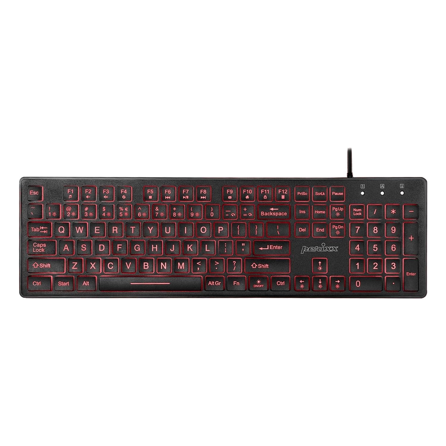 PERIBOARD317RGB Wired Backlit USB Keyboard Big Print Letter RGB LED US