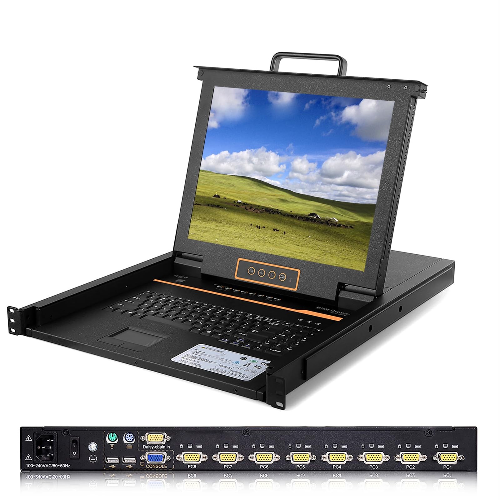 Kinan Xl1708-Upgraded,1U Rack Mount KVM Console - 17" Rackmount Monitor Keyboard