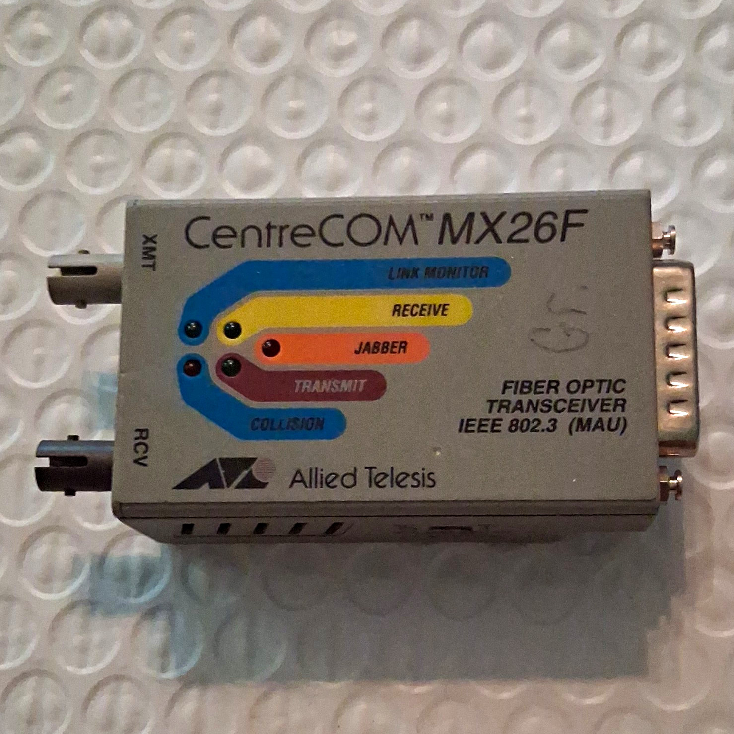 Allied Telesis CentreCOM AT-MX26F Fiber Optic MAU Transceiver DB-15 2-Port