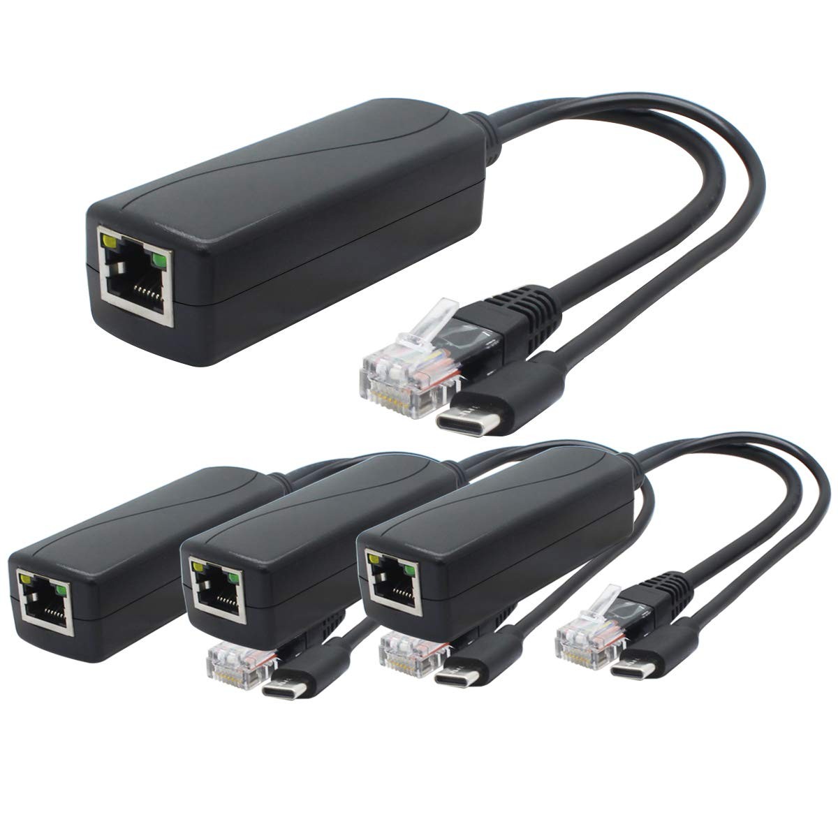 4-Pack 5V PoE Splitter, USB Type C, 48V to 5V 2.4A, IEEE 802.3af Compliant, 1...