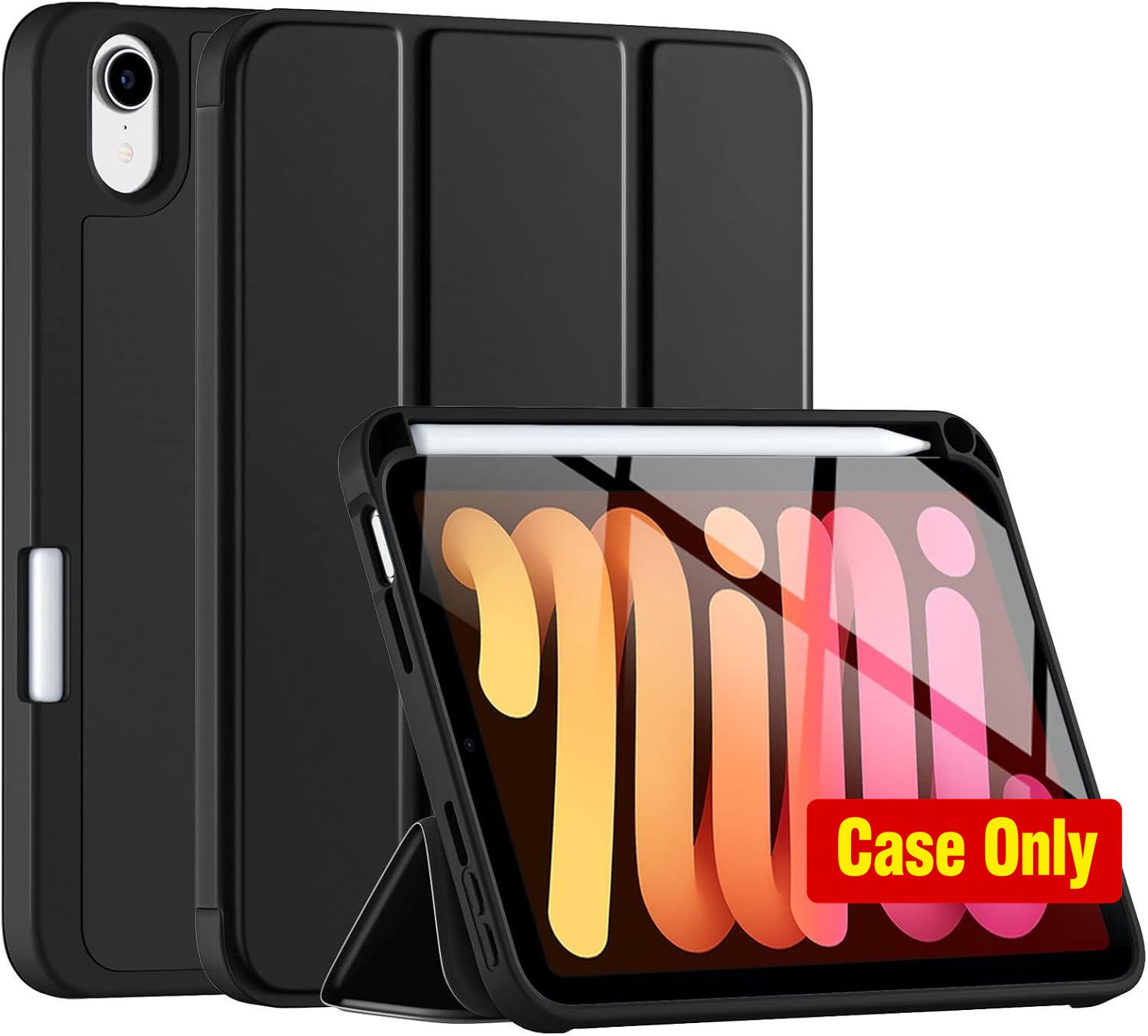 Slim Case for iPad mini 7/6 2024/2021 8.3 Inch, Black, Trifold Stand, Lightweigh