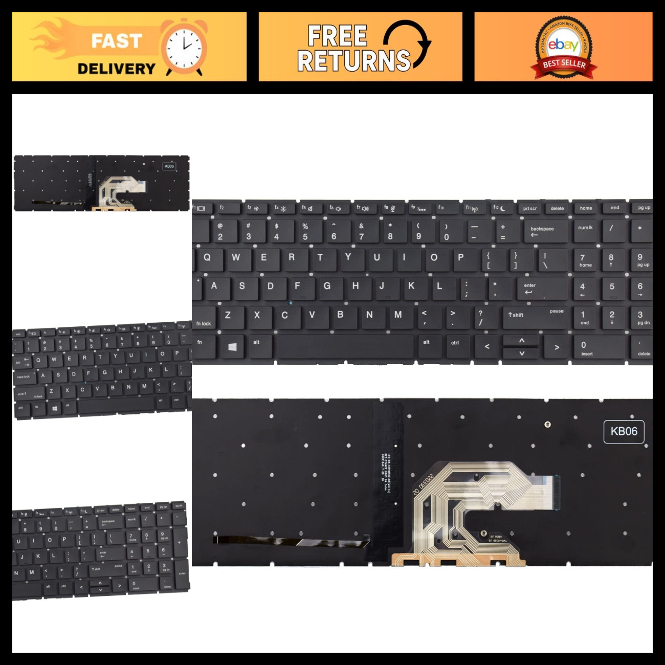 Backlit Keyboard Replacement for HP ProBook 450 G6 G7 455 Series - Easy Install