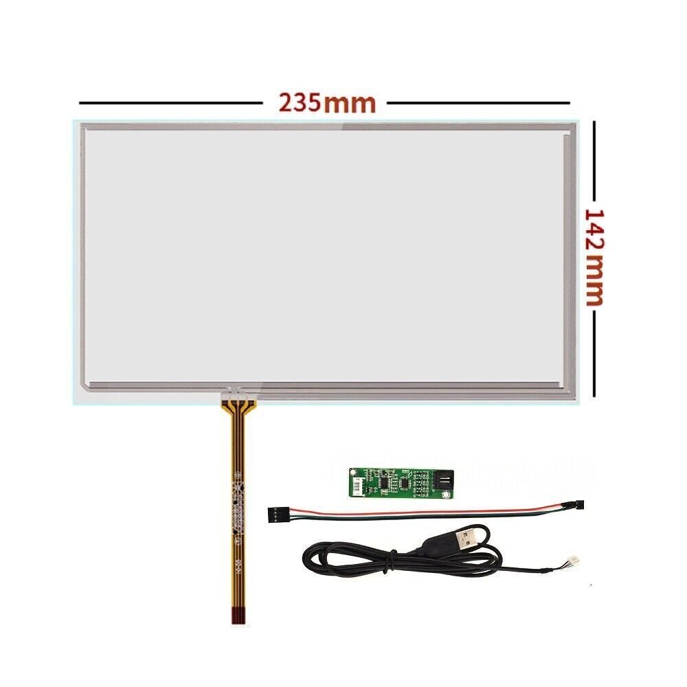 10.1" 235x143mm 4 wire Resistive Touch Screen Panel USB Controller kit