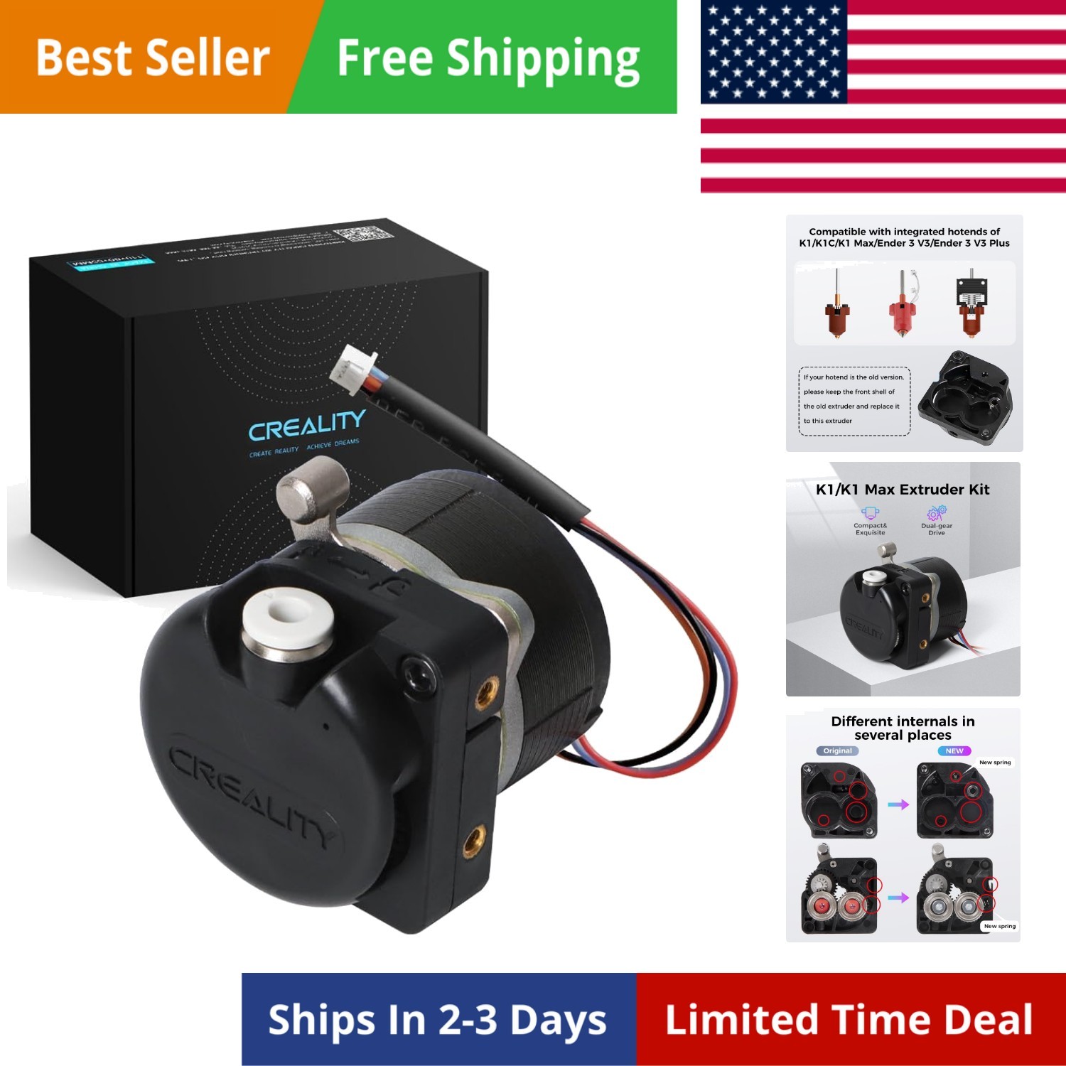K1/K1 Max/K1C/K1 SE Extruder with Motor, Official Upgraded K1 Extrusion Kit D...