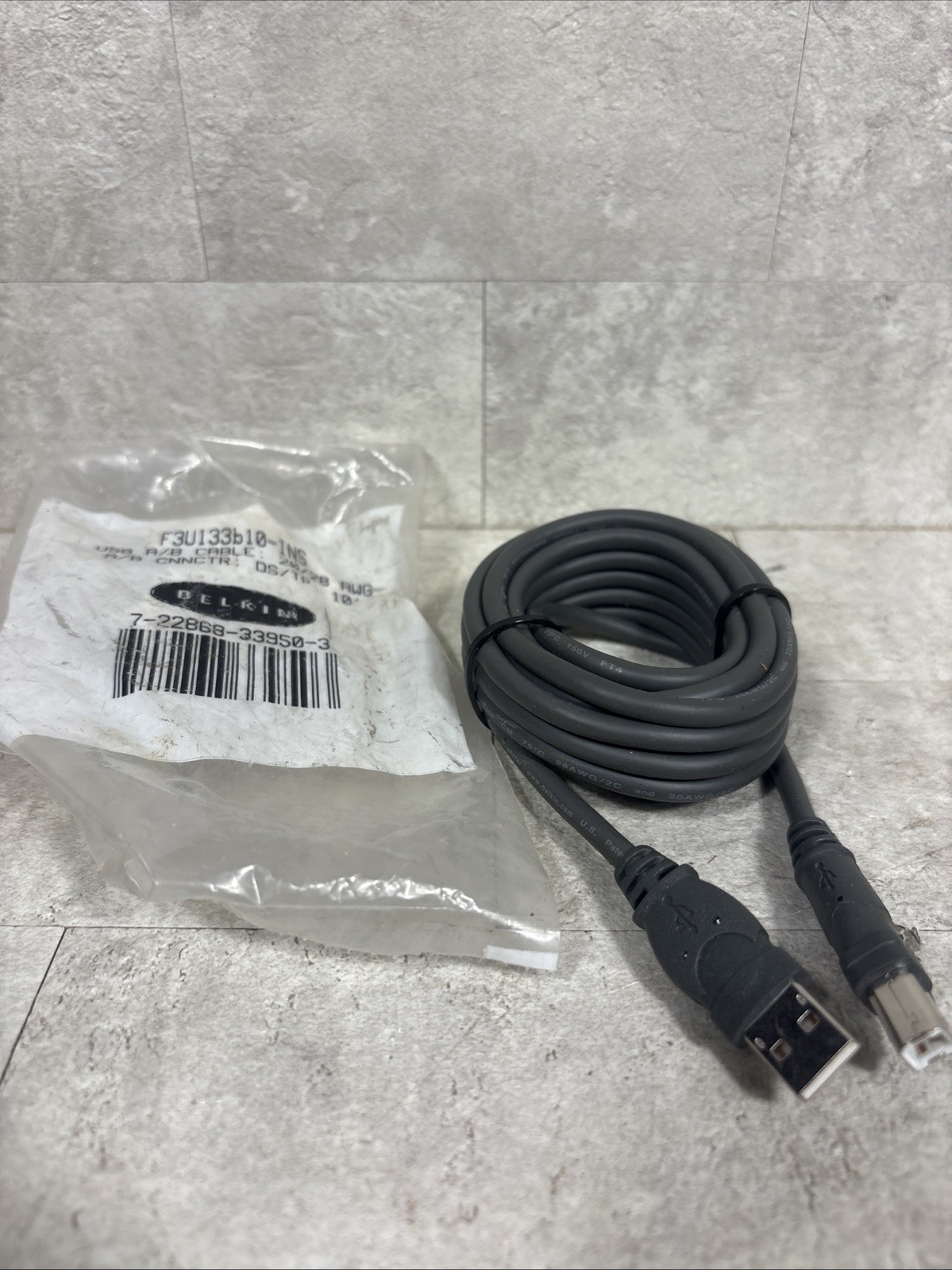 NEW OEM CDW Belkin 10' Device Cable USB A/B  #183032 NOS Printer F3U133-10-CDW