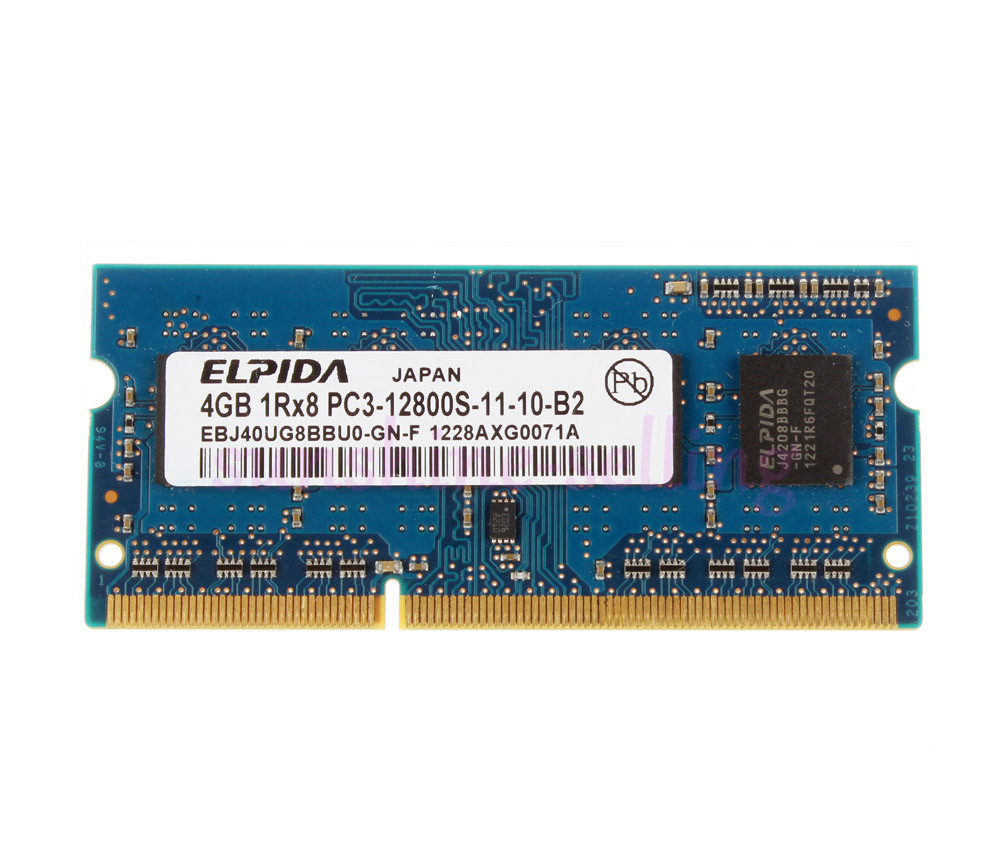Elpida 4GB PC3-12800 1RX8 DDR3-1600Mhz Sodimm Laptop Memory Low Density 204pin