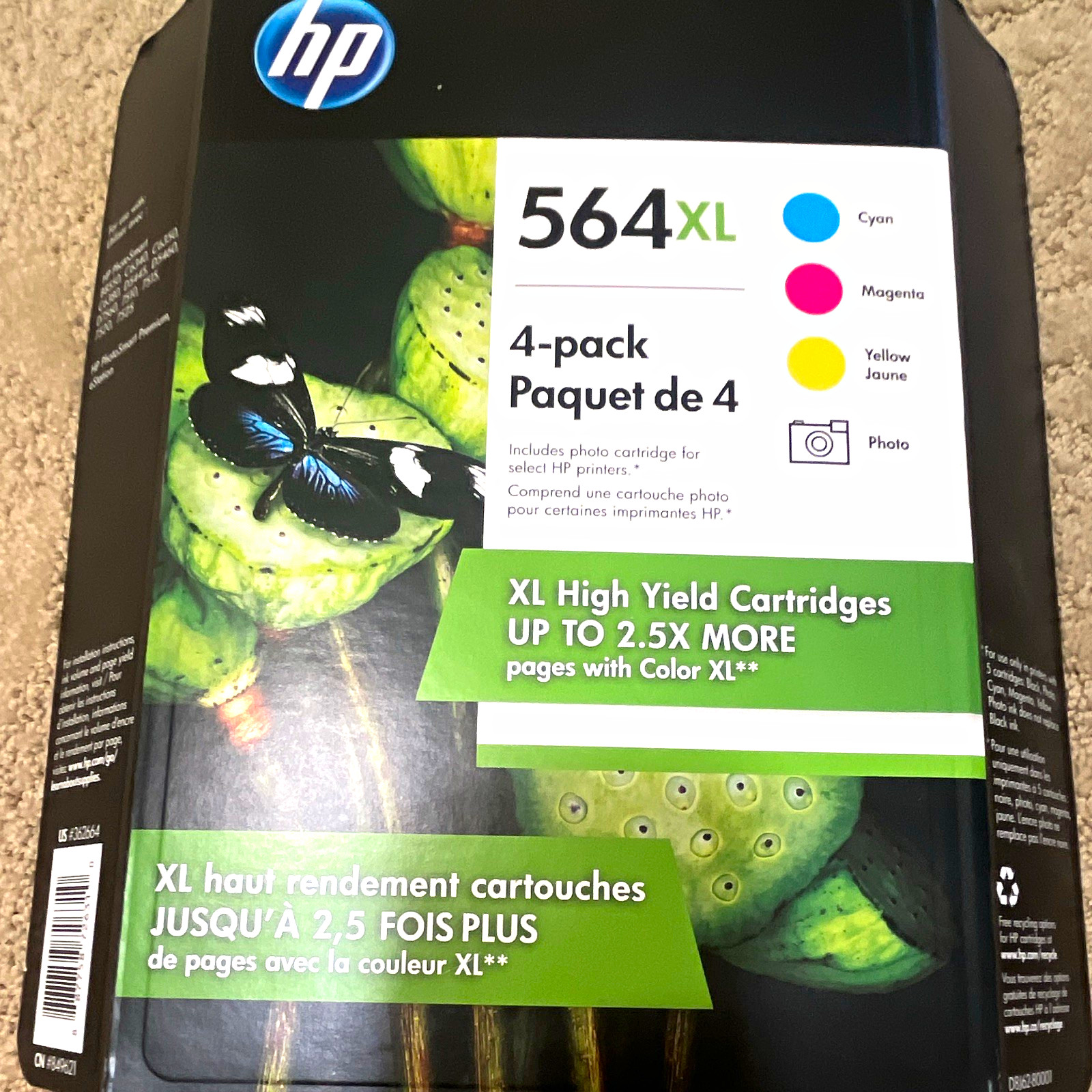 HP 564XL Genuine Original 4-Pack Inkjet Ink Cartridges Cyan Magenta Yellow Photo