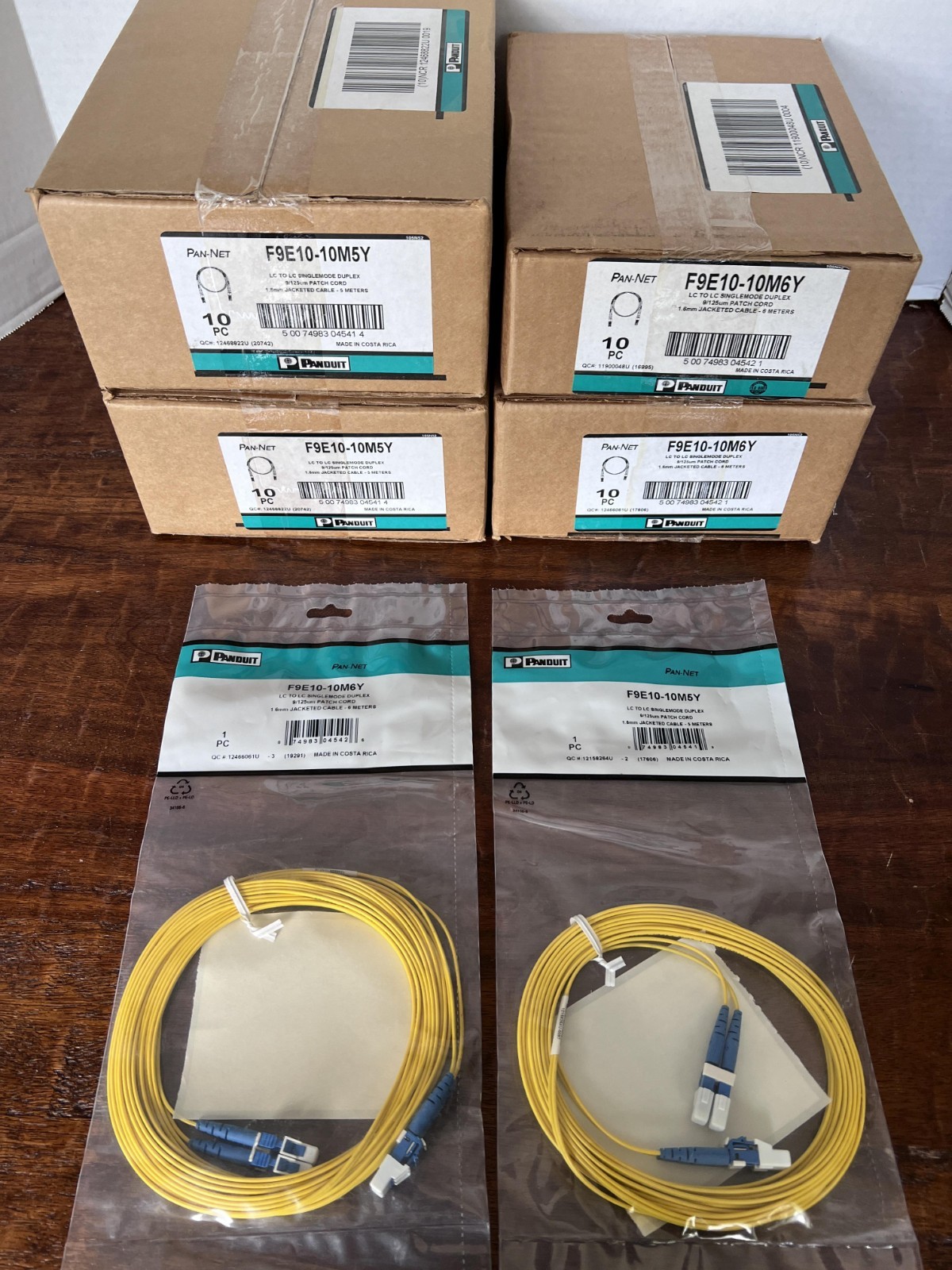 40 PANDUIT F9E10-10M5Y F9E10-10M6Y LC-LC Singlemode Duplex Fiber Patch Cords NOS