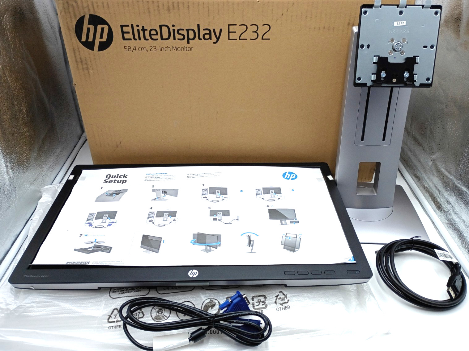 NEW HP EliteDisplay E232 23-inch - LCD Monitor 1920 x 1080 resolution 60HZ