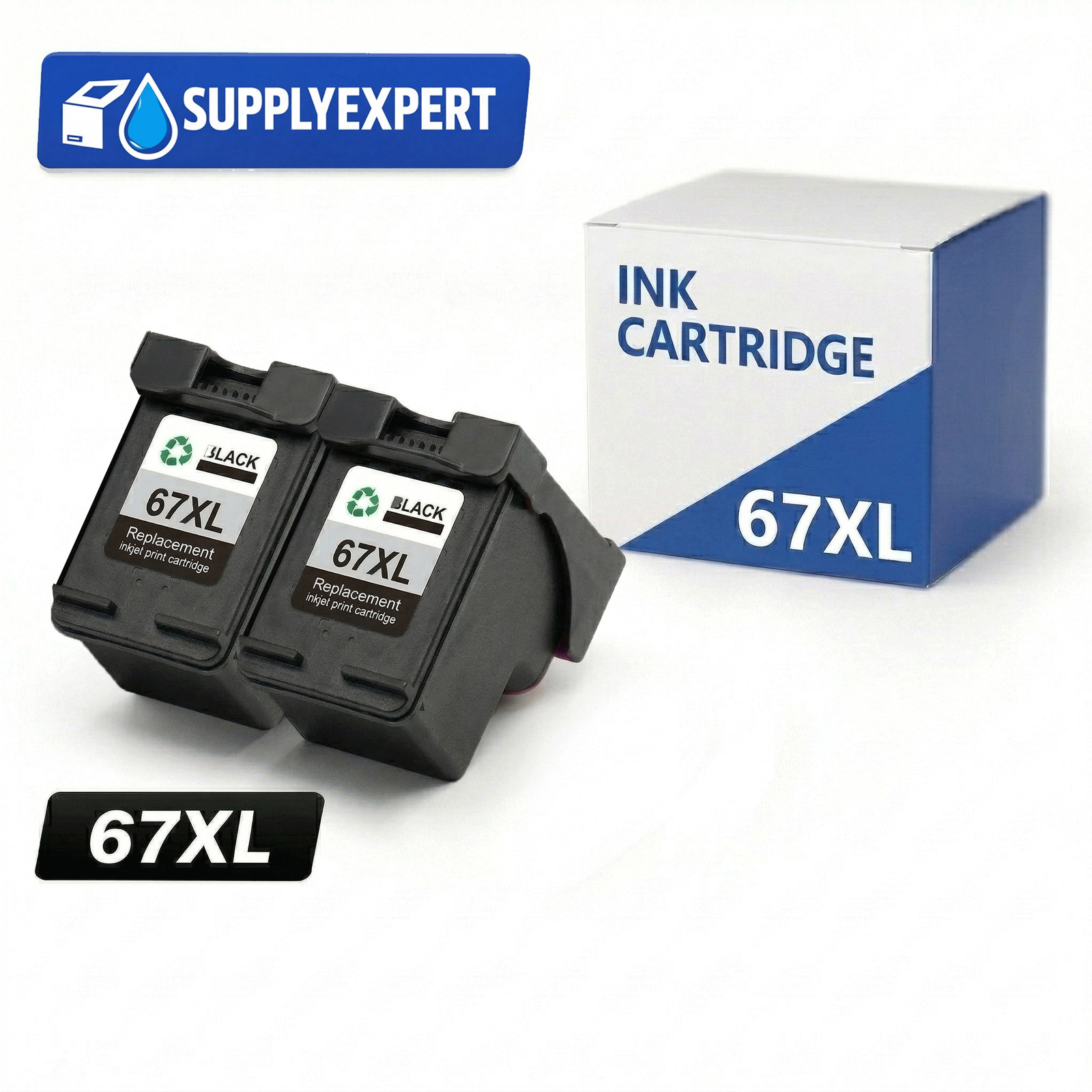 2PK 67XL Black Ink Cartridge Compatible for HP ENVY 6052 6058 DeskJet