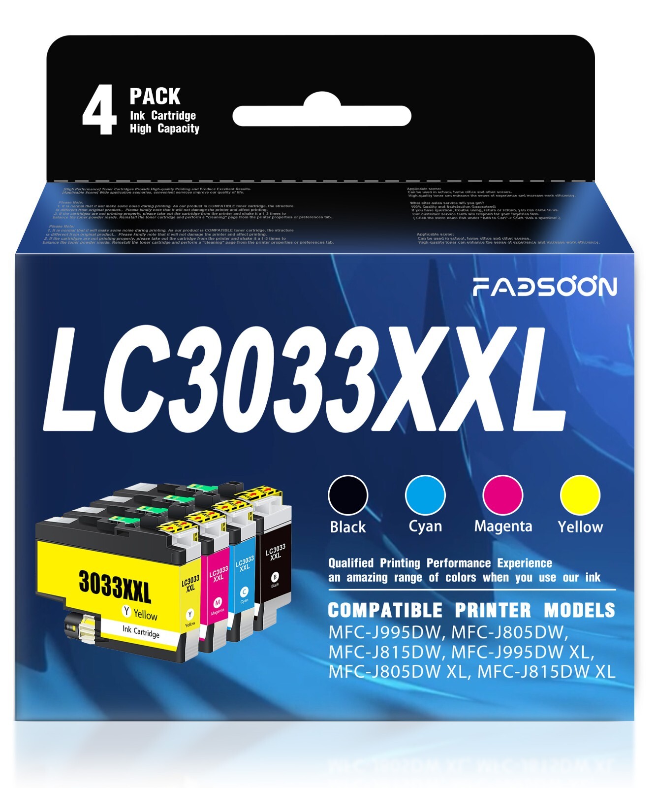 LC3033XXL 4PK BK/C/M/Y Ink MFC-J805DW J805DWXL J815DW J815DWXL J995DW J995DWXL