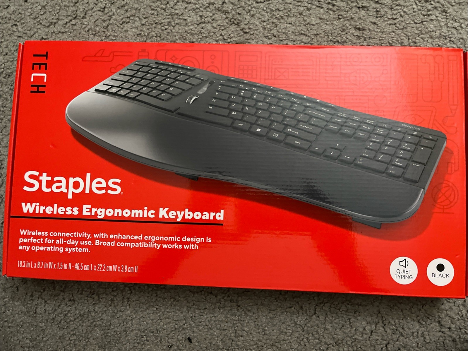 Wireless Ergonomic Keyboard, Black (ST62603), Used Once, Works Great