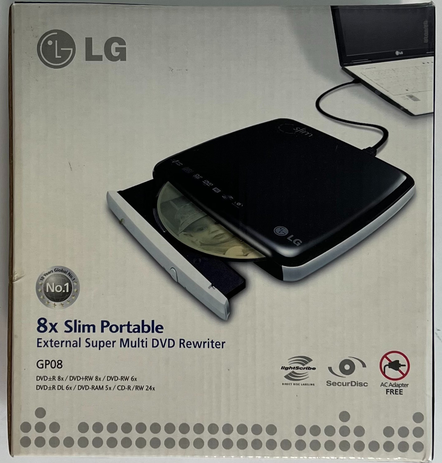 NOS LG GP08LU11 8X Slim Portable External Super Multi DVD Rewriter J
