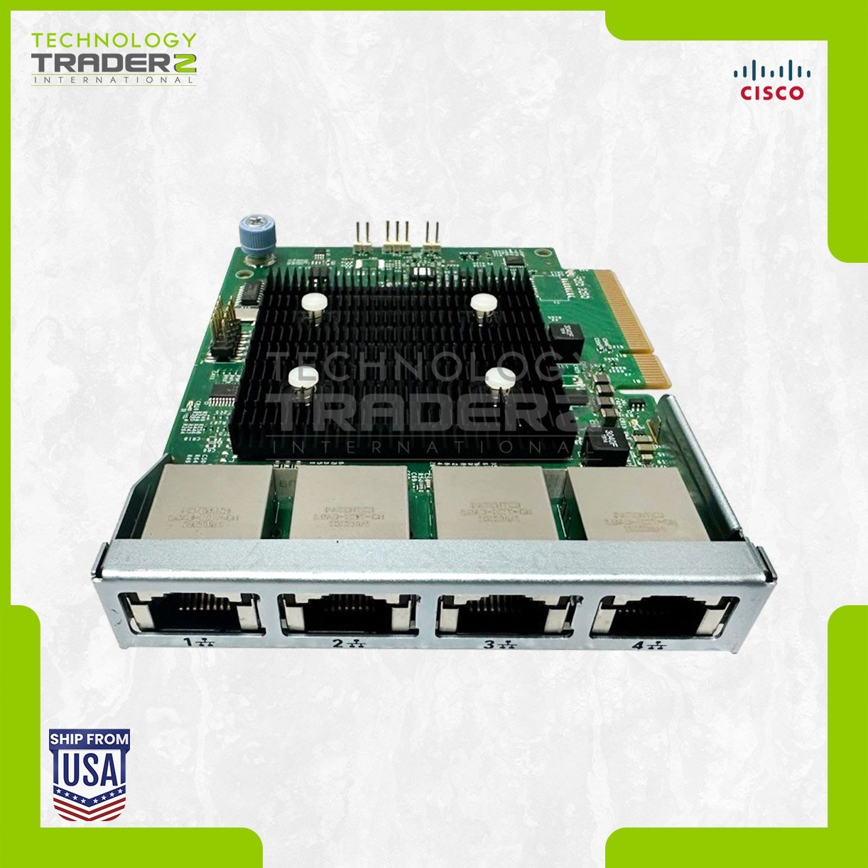 LOT OF 2 UCSC-MLOM-IRJ45 V02 Cisco 4-Port 1G PCI-e Network Adapter 73-16490-03