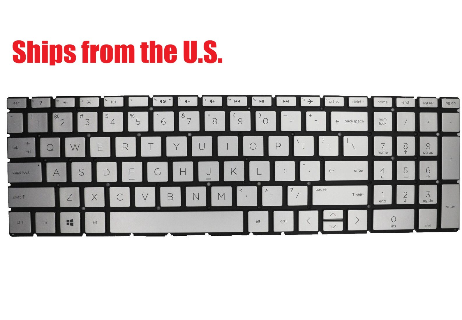 For HP 17-ca0095nr 17-ca0010nr US Silver Keyboard Original Non-Backlit