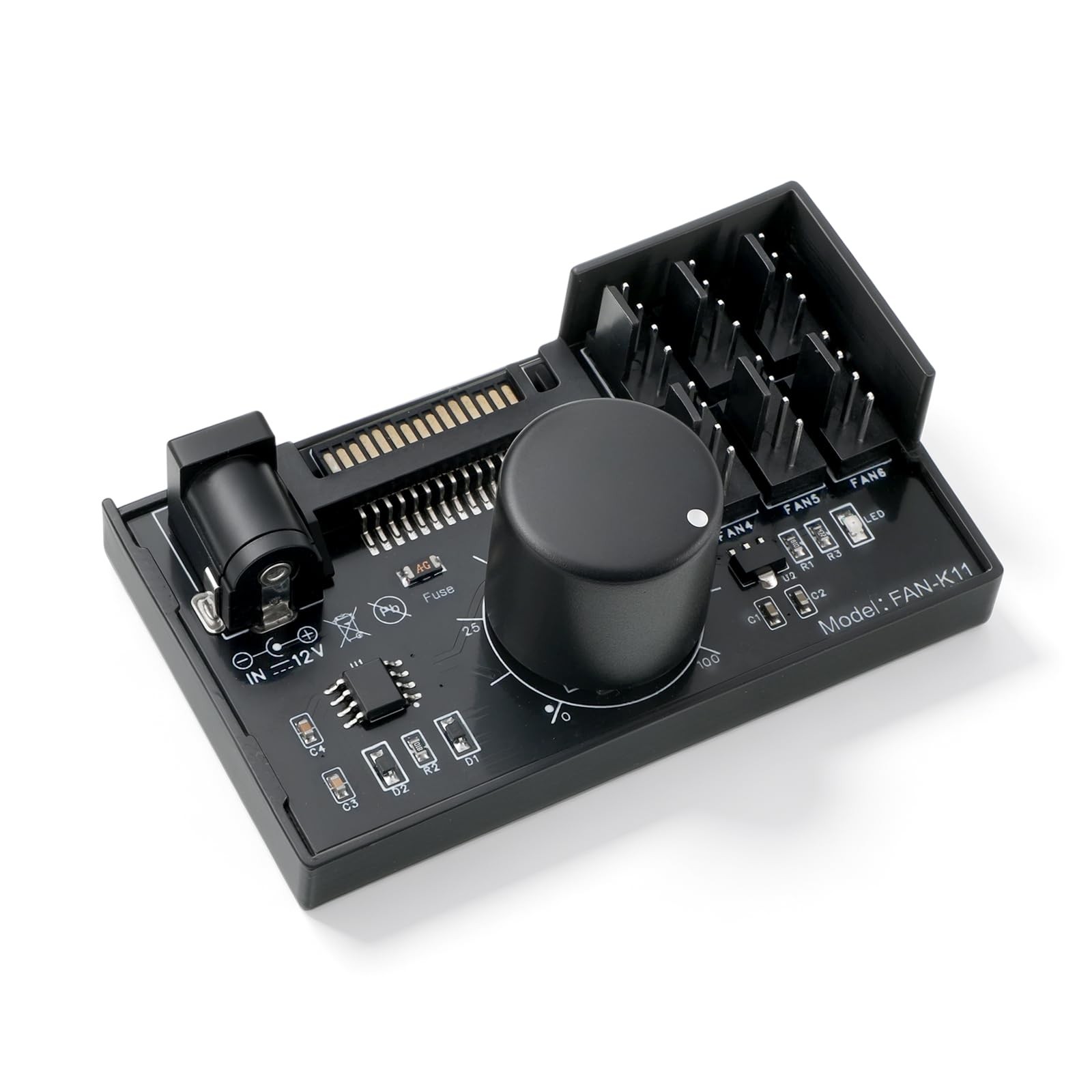 12V 4-Pin PWM Fan Controller, 6 Fans Supported, PC Fan Adapter Hub Adjustable...