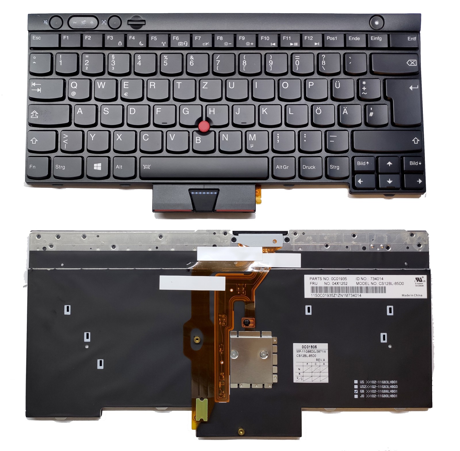Lenovo IBM Thinkpad T430 T430s T530 X230 W530 lighting backlight DE keyboard