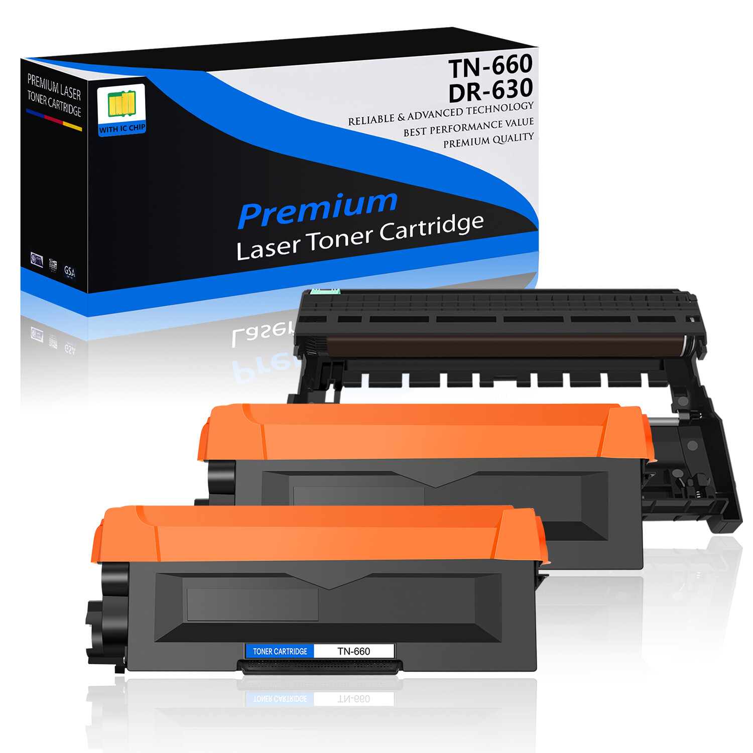 2x TN660 Toner +1x DR630 Drum for Brother MFC-L2700DW MFC-L2720DW MFC-L2740DW