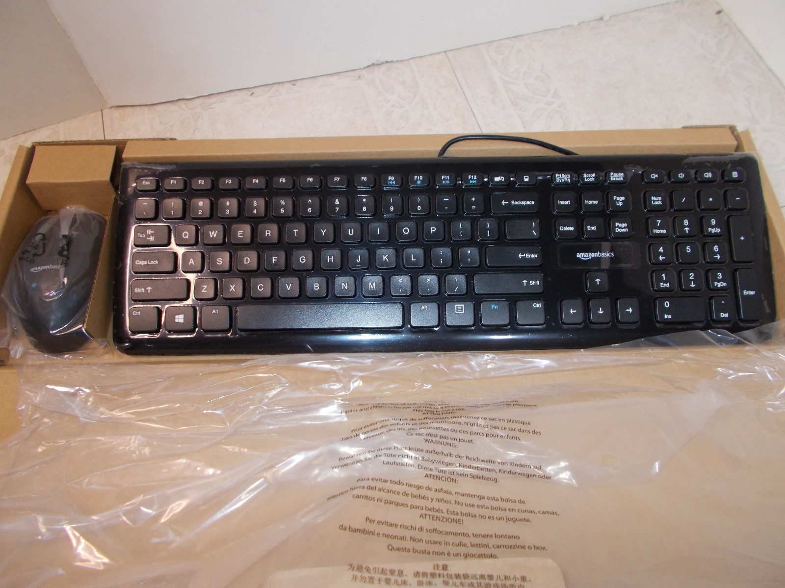 Amazon Basics Wired Keyboard and Mouse Combo Black New in Box