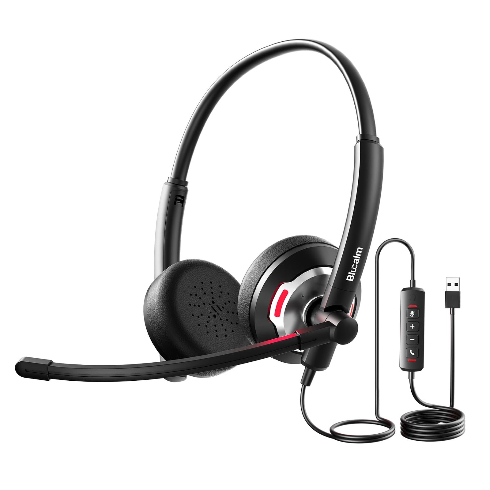 Blucalm Wired Headset with Noise Canceling Mic & in-Line Control, 1 Pc, Black