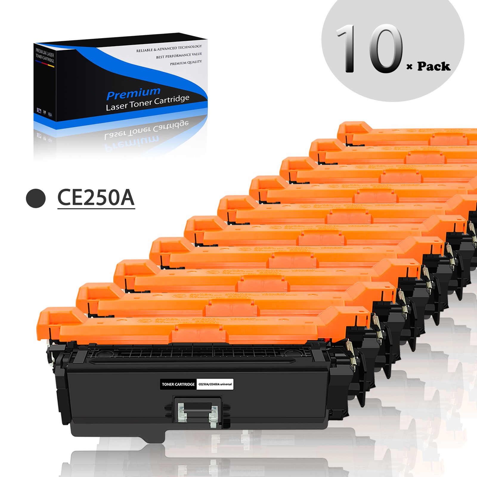 10PK BK CE250A 504A Toner Compatible with HP Color LaserJet CM3530 CP3525 CP3530
