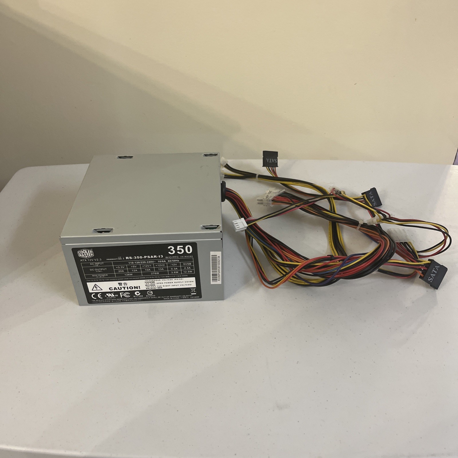 Cooler Master Atx Rs-350-psar-I3 12v V2.3 Power Supply Untested For Parts Only