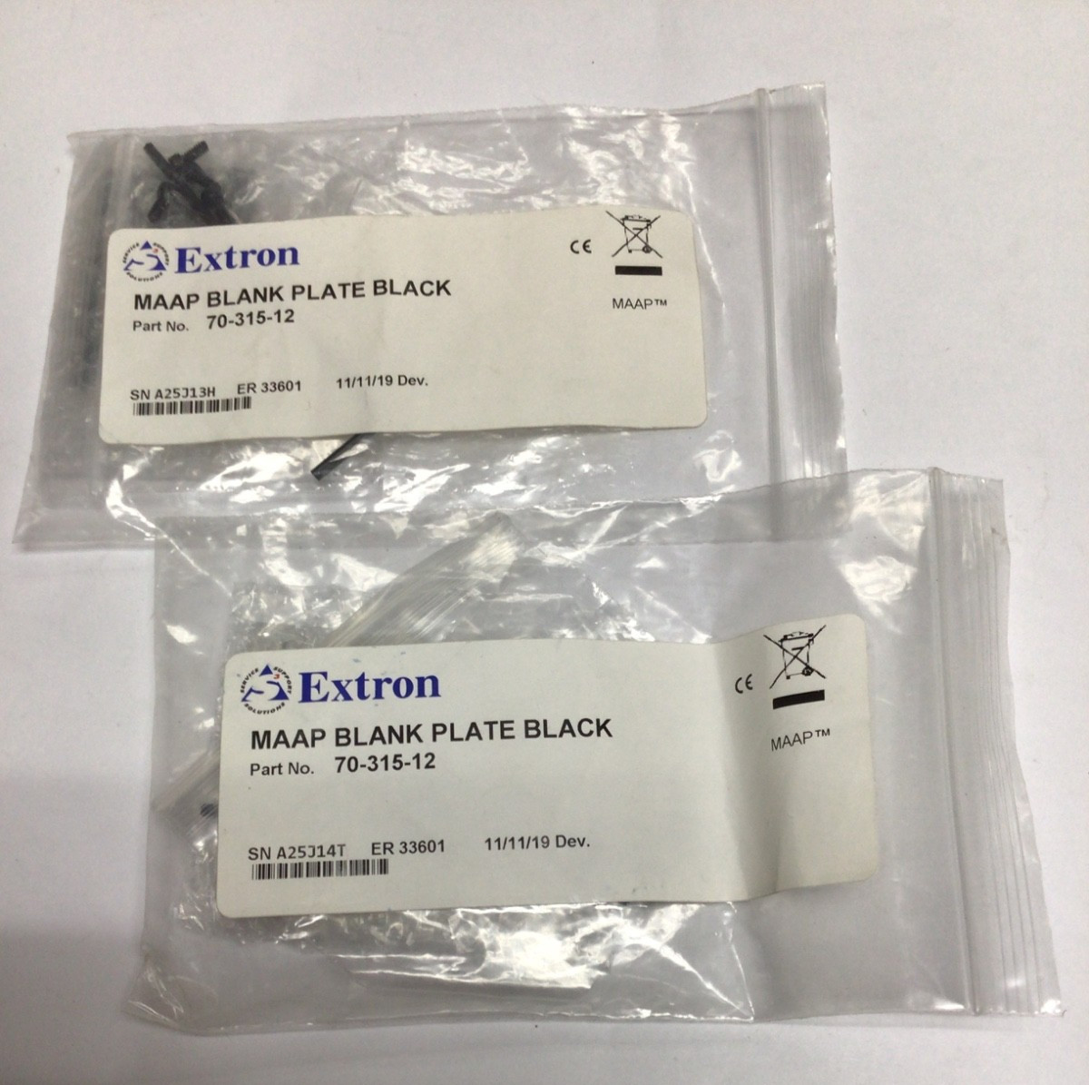 70-315-12 Extron MAAP Blank Plate Module Double Black  Lot of 2