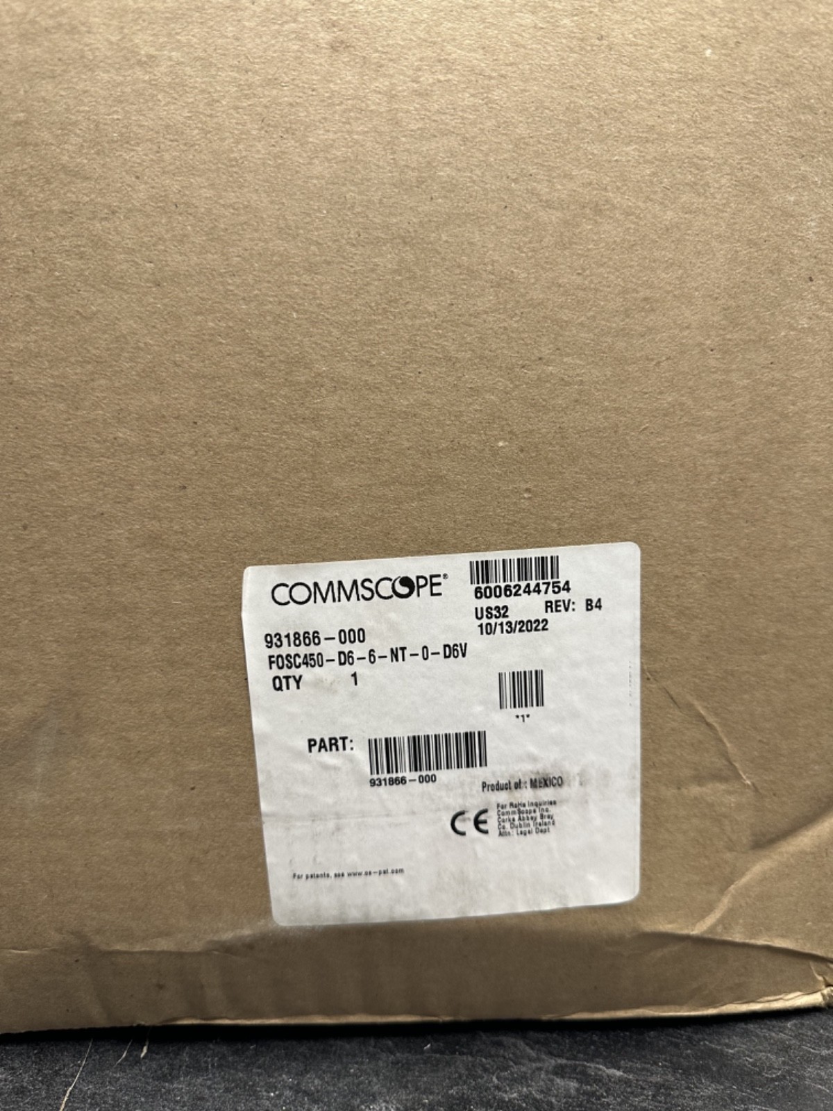 COMMSCOPE / FOSC450-D6-6-72-1-D0V / FIBER OPTIC SPLICE CLOSURE / 72 SPLICE TRAY