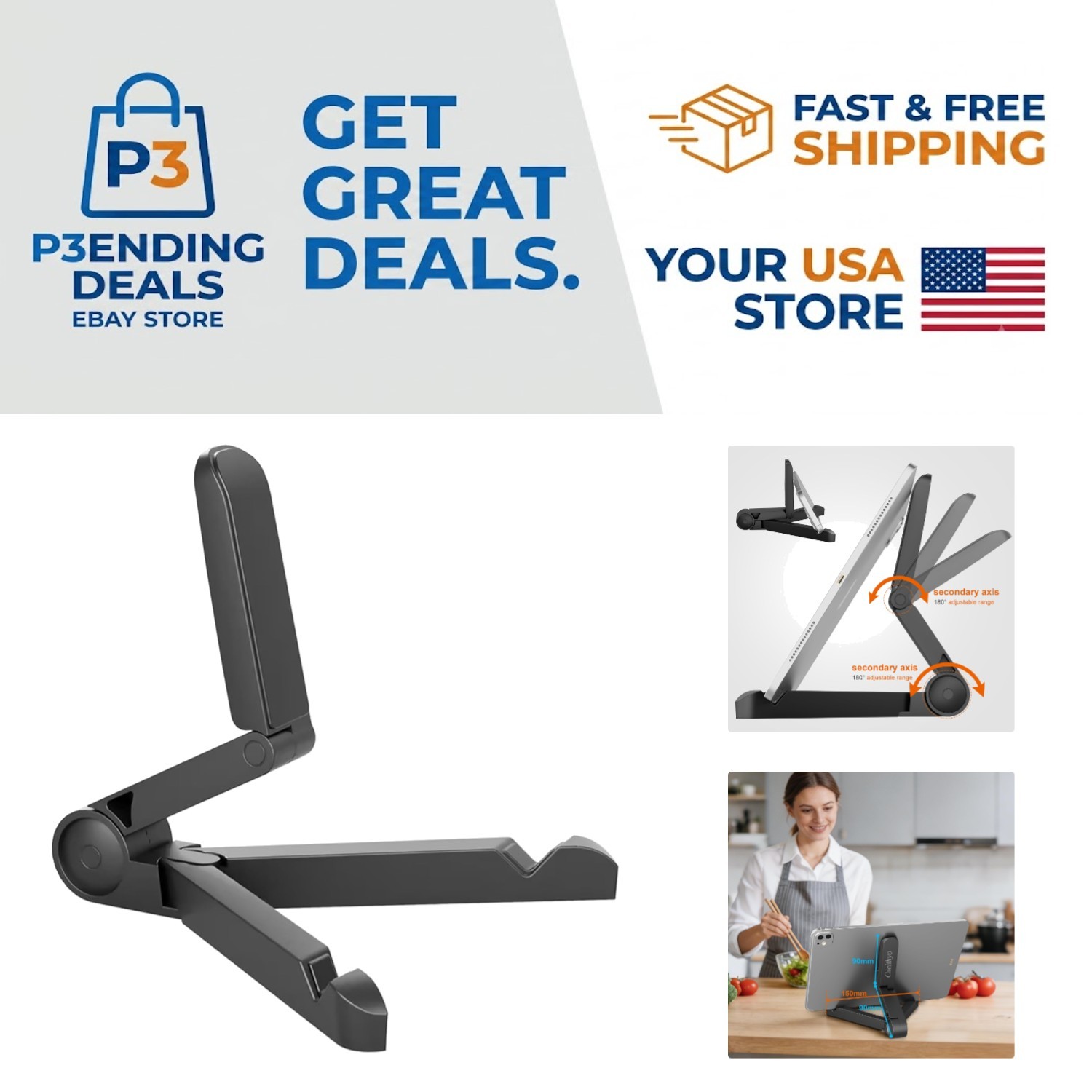 Adjustable Tablet Stand - Compact & Multi-Purpose for Home & Travel Use