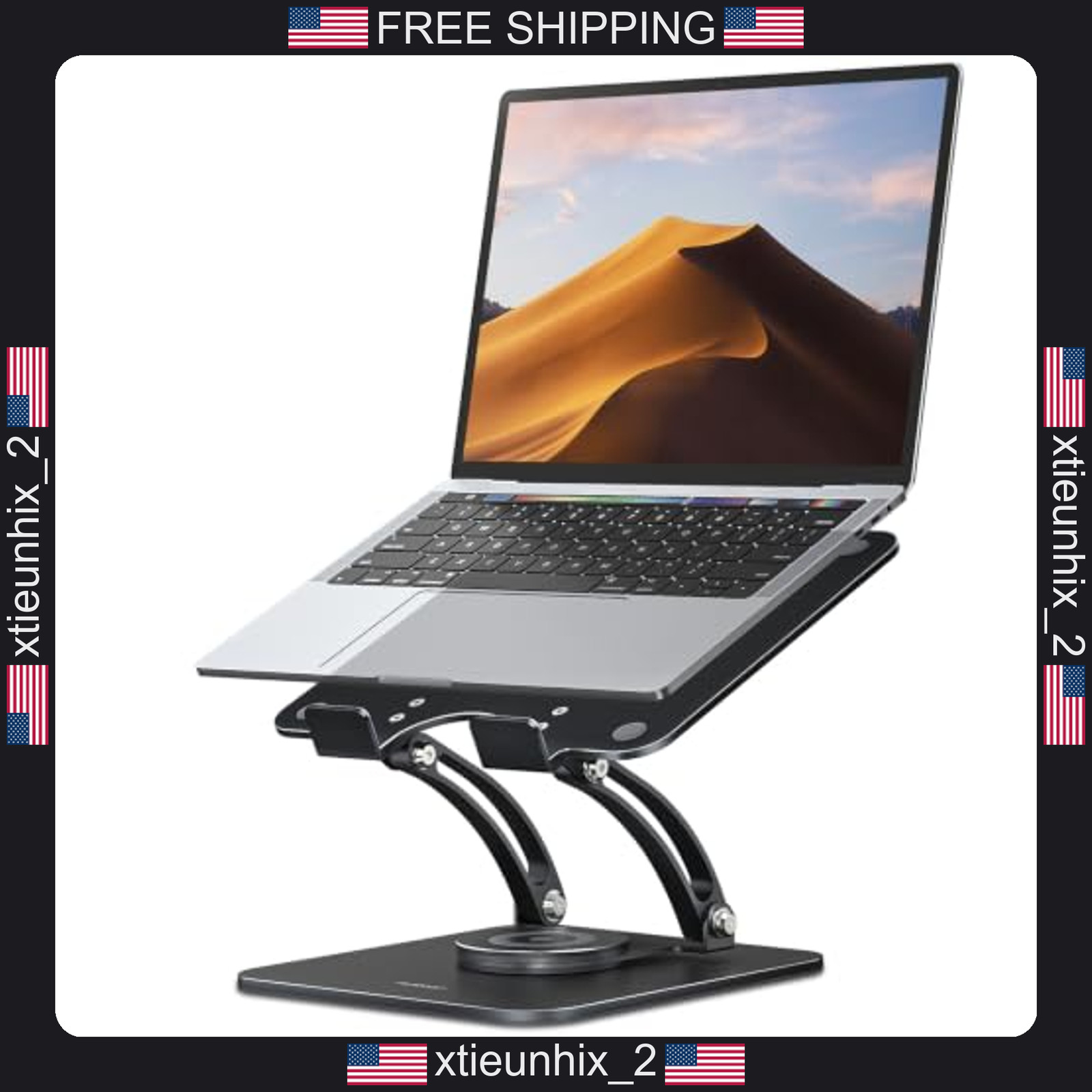 Laptop Stand with 360° Rotatable Base, Adjustable Ergonomic Design