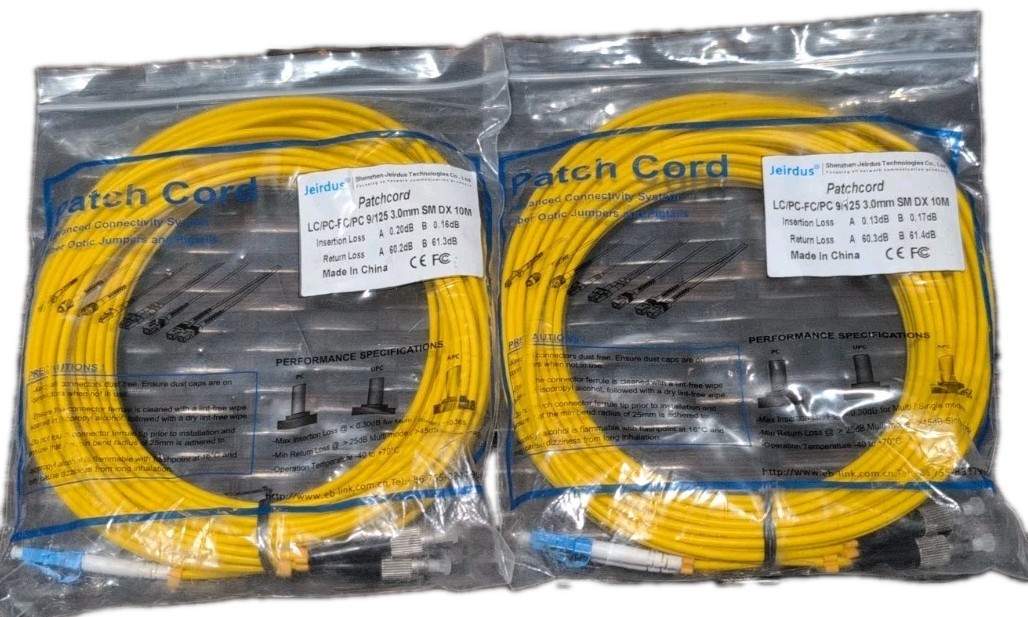 2 Pack 10 Meters 33ft LC to FC Duplex 9/125 Single-Mode Fiber Optic Cable Jumper