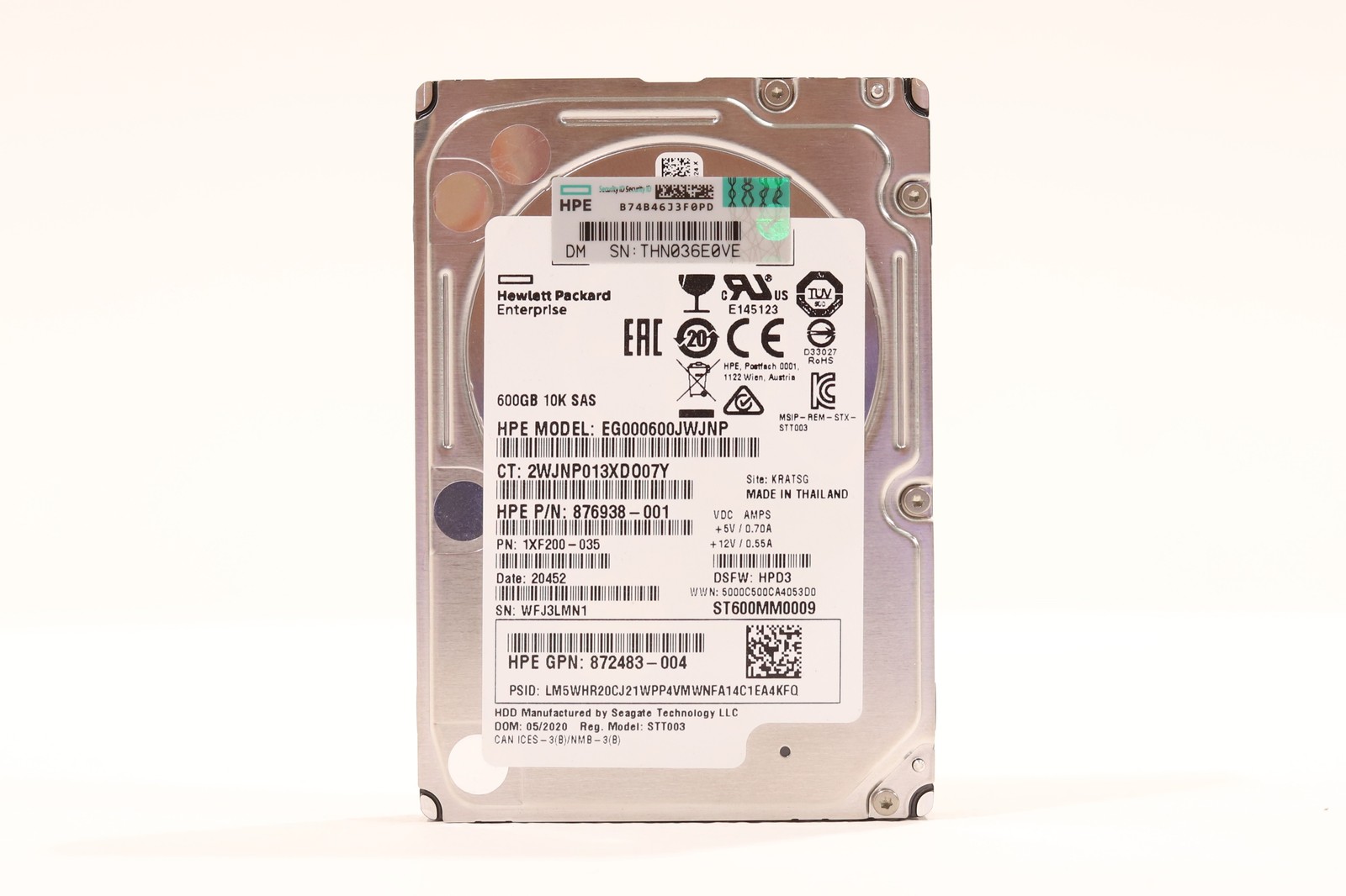 HPE EG000600JWJNP 600GB 2.5" 12Gb/s 10K RPM SAS HDD P/N: 872483-004 Tested