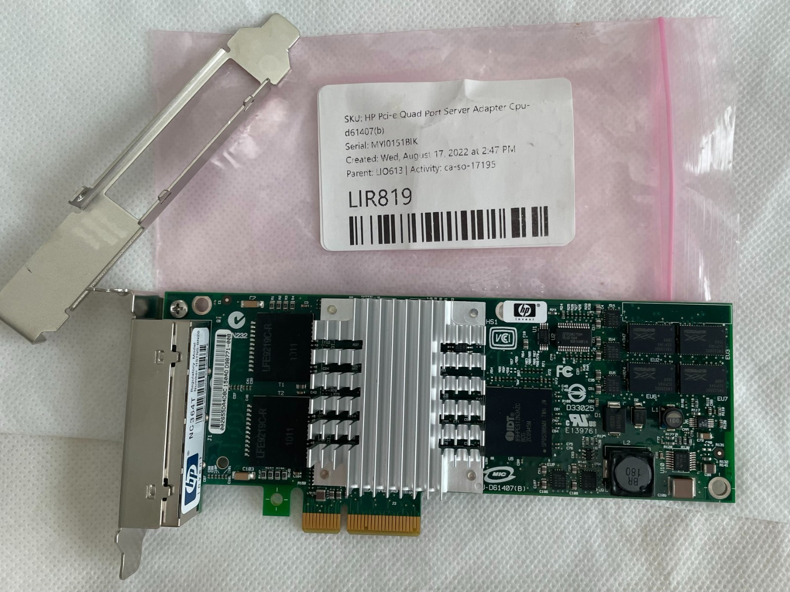 HP Pci-e HSTNS-BN26 Quad Port Server Adapter Cpu-d61407(b) NEW