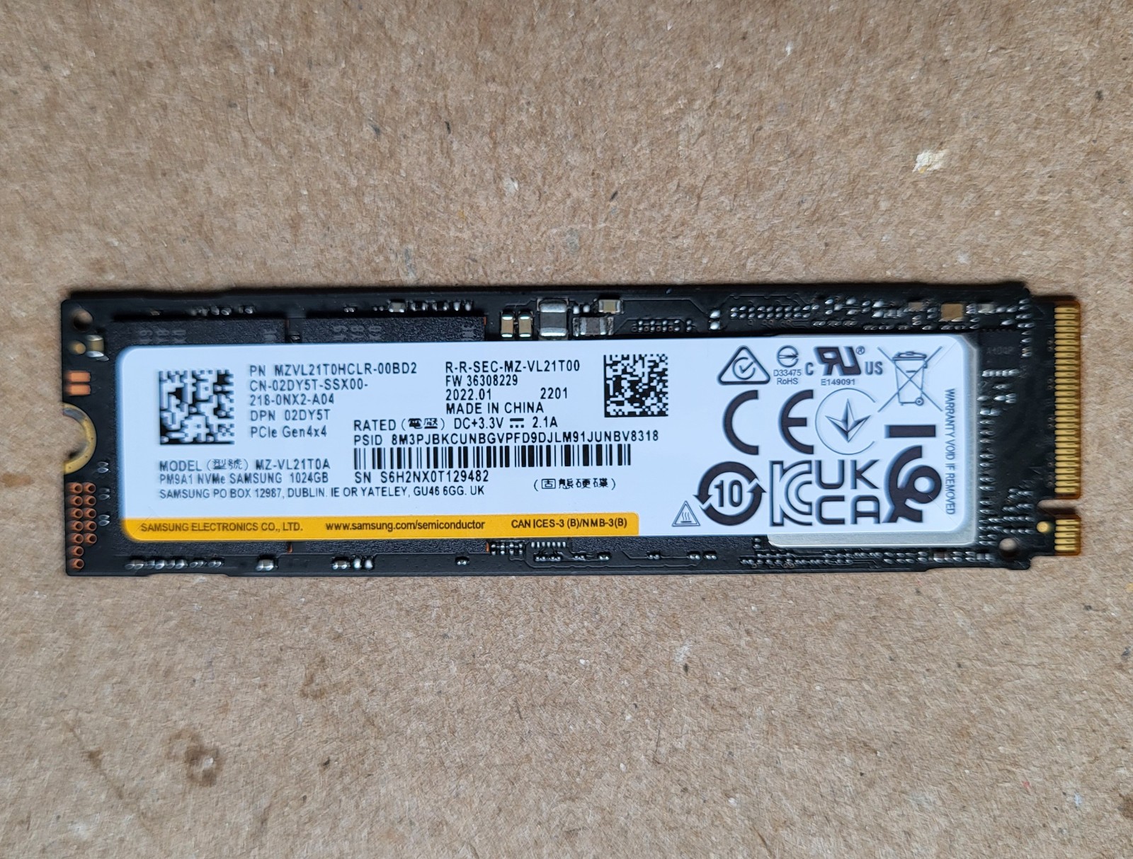 Samsung PM9A1 NVMe M.2 SSD 1TB (MZ-VL21T0A - MZVL21T0HCLR-00BD2)
