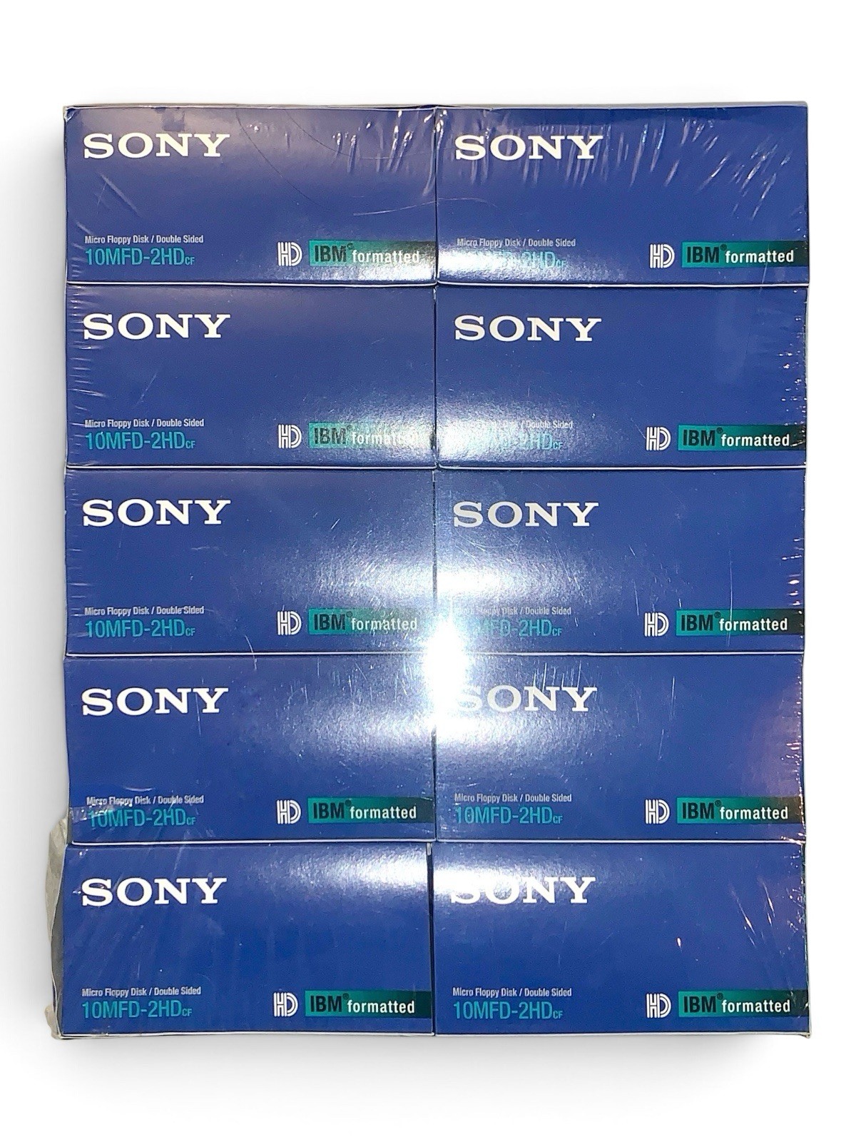 Sony 100 3.5” 1.44MB Floppy Disks 10MFD-2HDcf IBM Formatted Sealed NOS Vintage