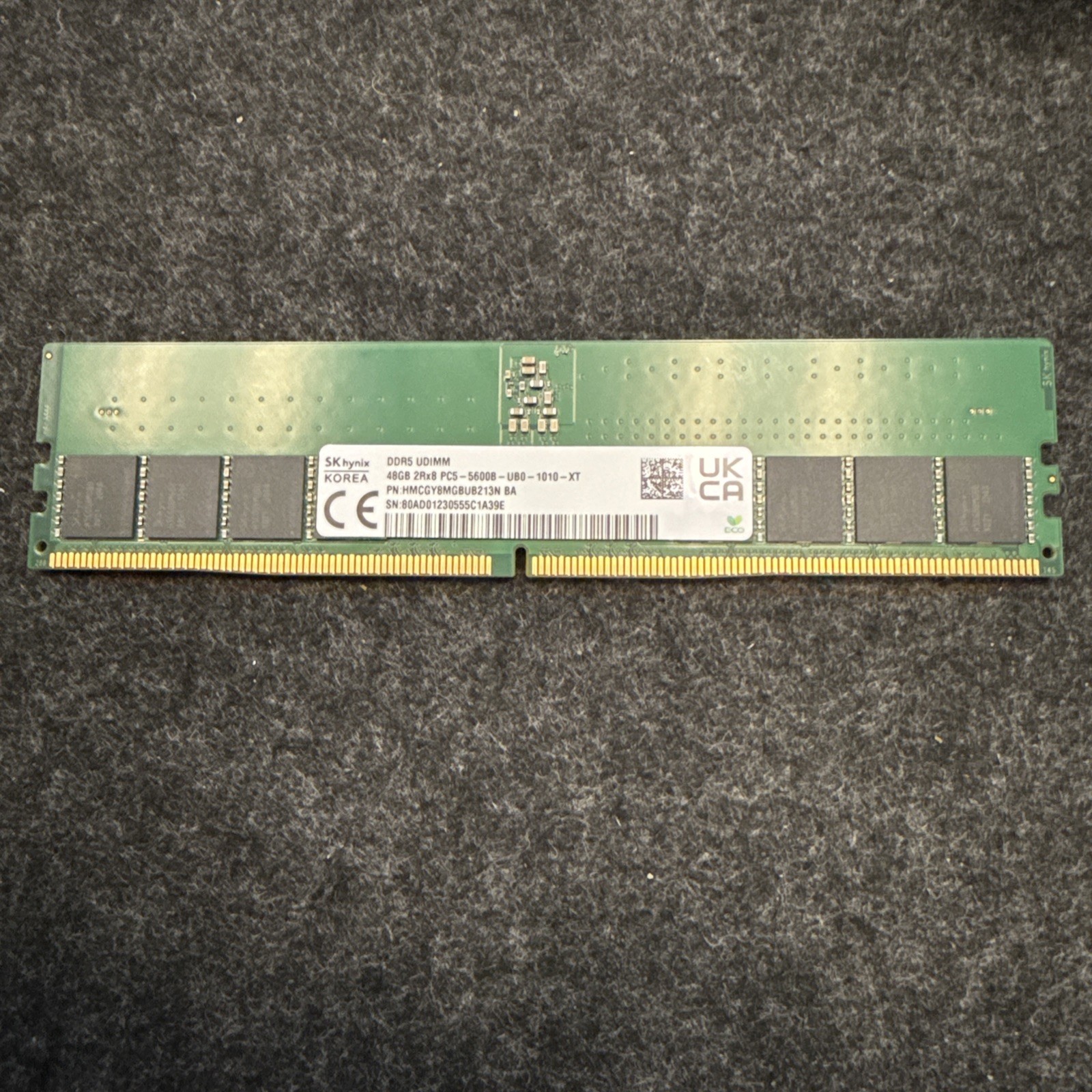 SK hynix 48GB DDR5 5600  UDIMM RAM 2Rx8 PC5-5600B Part# HMCGY8MGBUB213N BA