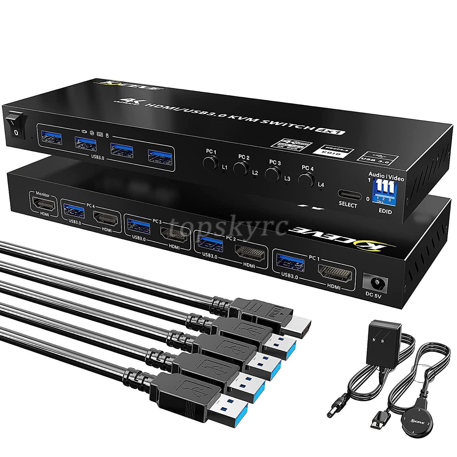 KVM401A 4K Ultra HDMI/USB3.0 KVM Switch 4x1 HDMI KVM Switch 4 Port with Remote