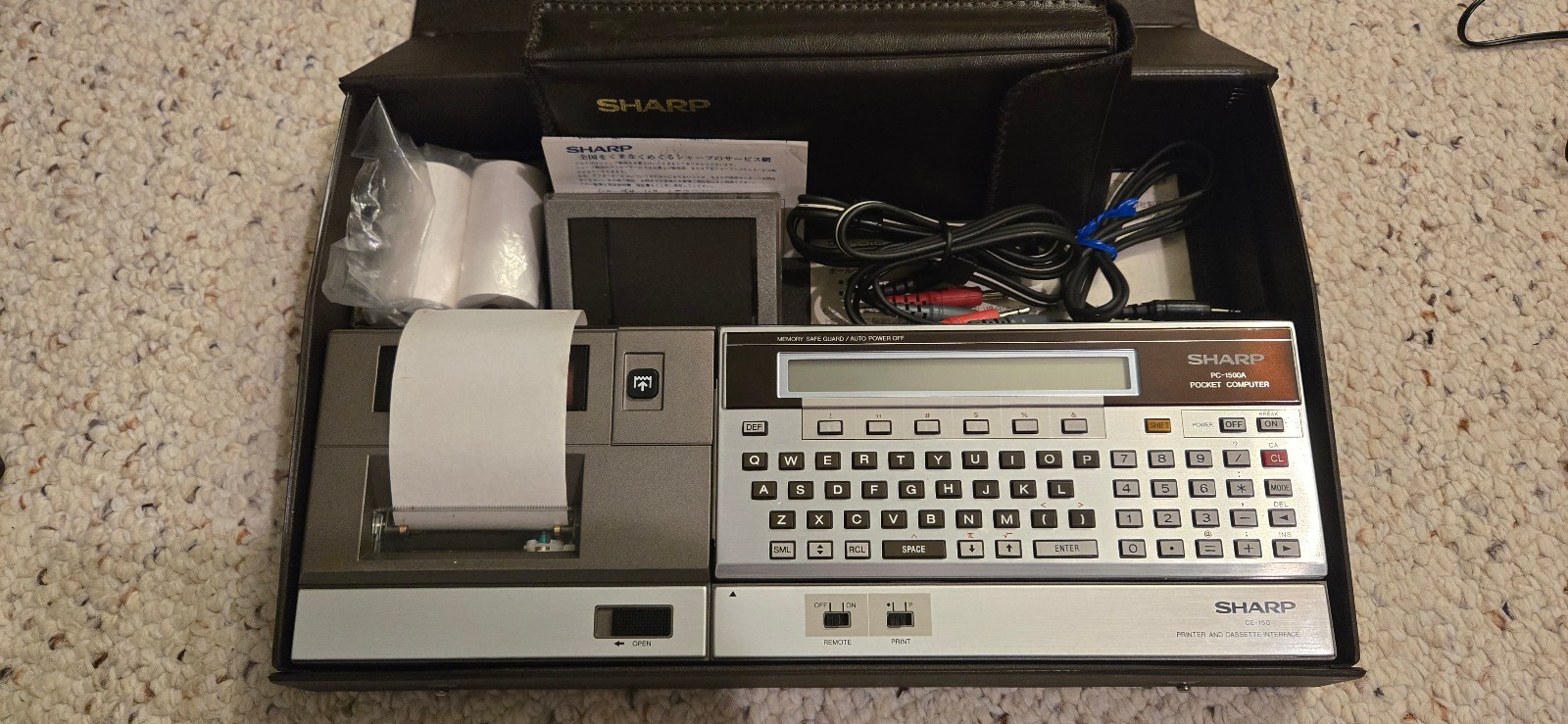 99% new working SHARP PC-1500A+printer+case+pouch+16KB RAM lots of accessories