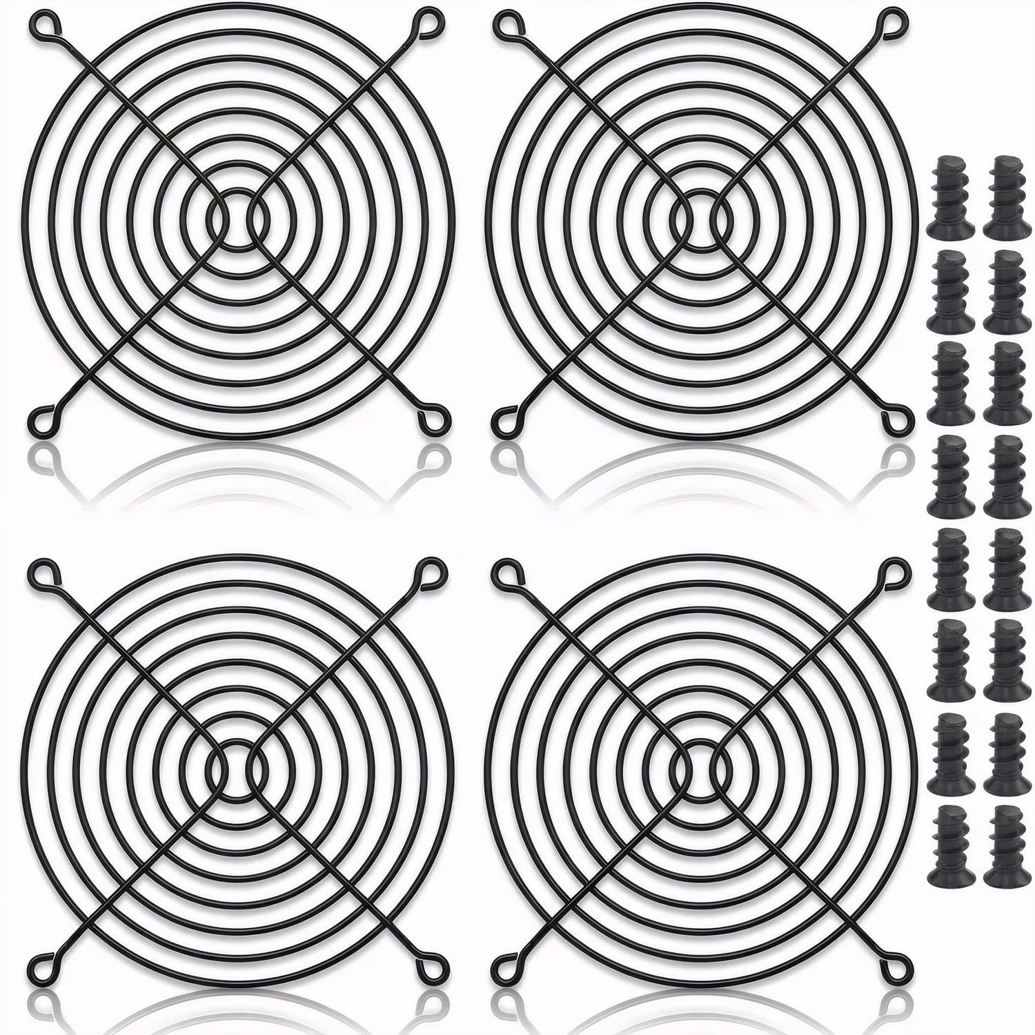 4Pcs 120Mm Fan Grill Guard Black with Screws