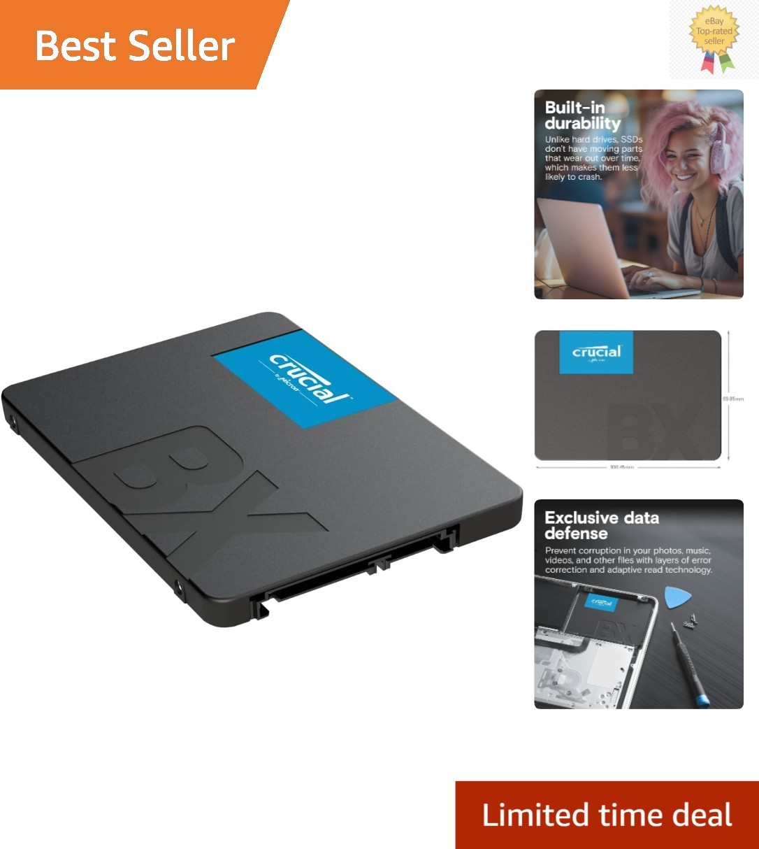 Crucial BX500 240GB 3D NAND SATA SSD - 540MB/s for Ultimate Performance