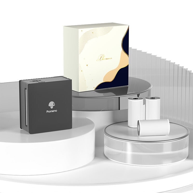Phomeme M02 Mini Bluetooth Thermal Printer 3 Rolls Premium Gift Set Birthday