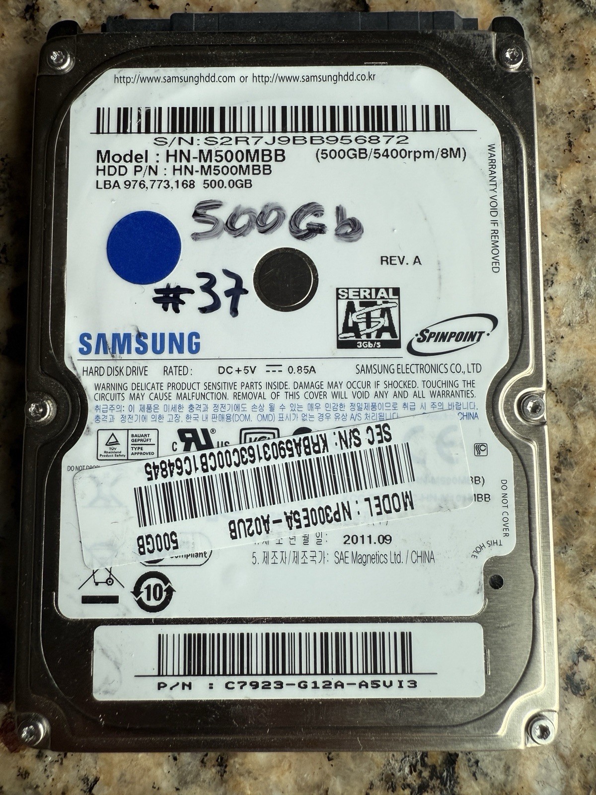 TESTED Samsung Spinpoint M8 500GB Internal HDD Model: HN-M500MBB For Laptops #37