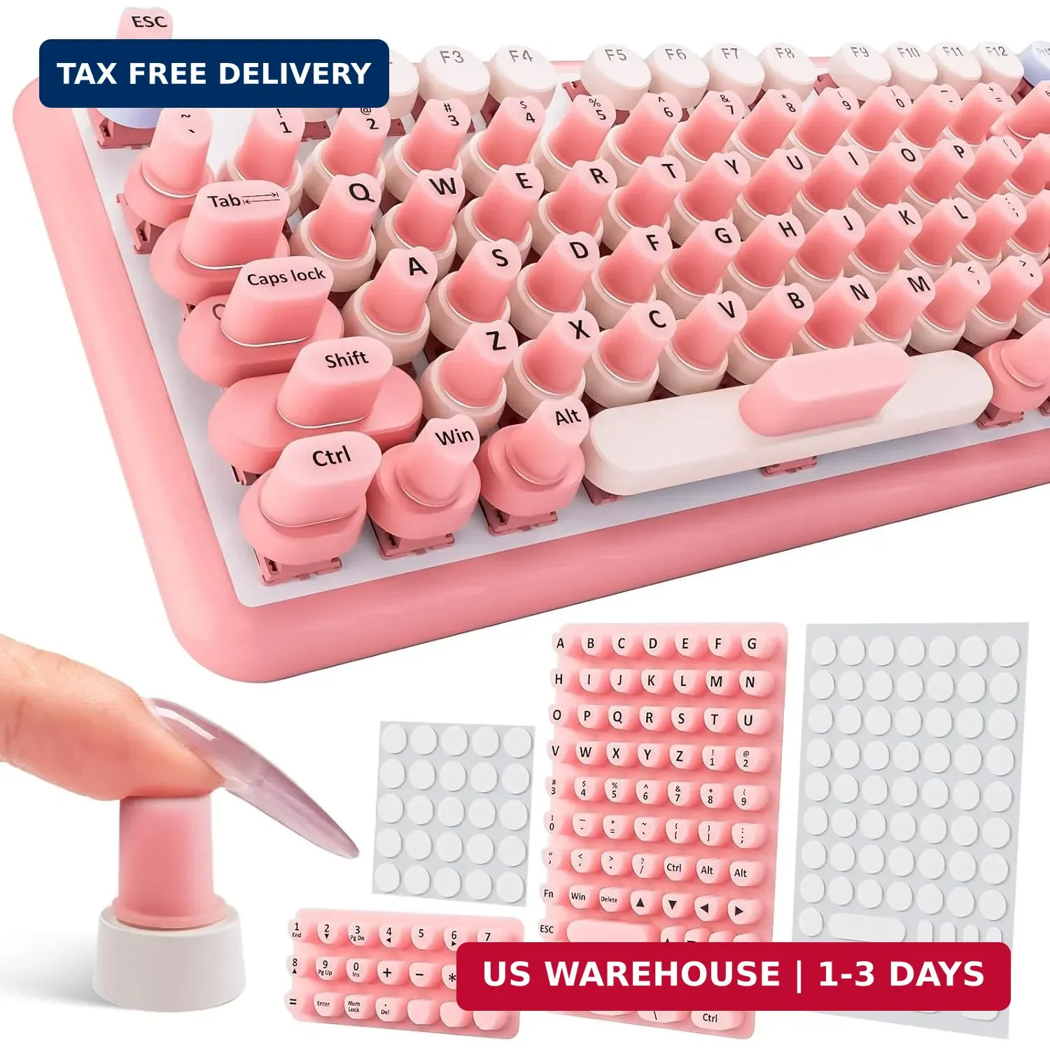 Udefineit 91PCS Long Nails Keyboard Stickers, Self-Adhesive Keyboard Bubbles for