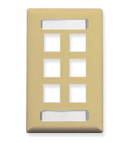 ICC IC107S06IV 6-Port Single Gang Faceplate Ivory
