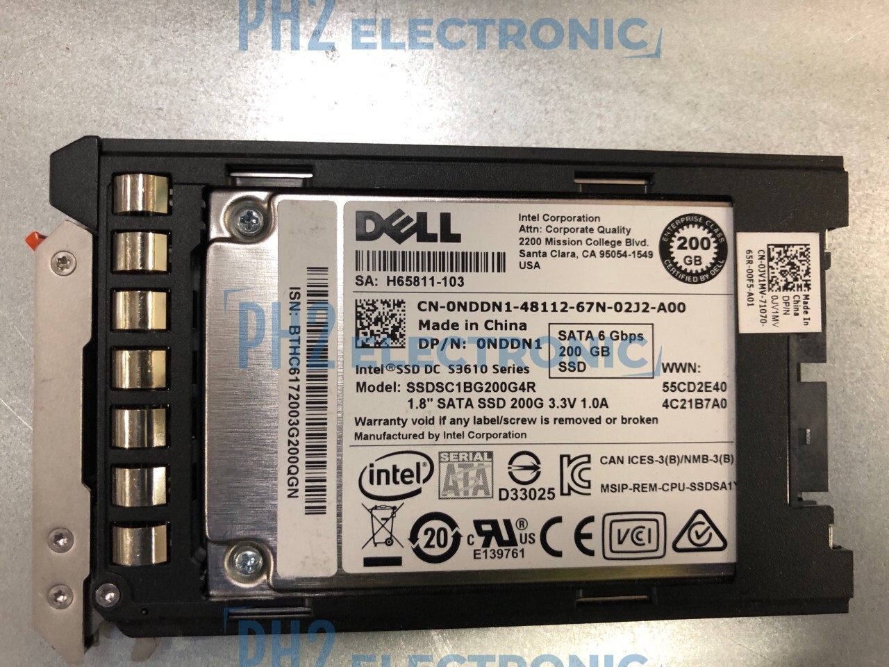 DELL NDDN1 0NDDN1 SSDSC1BG200G4R Intel 200GB 6GB/S SATA 1.8'' SSD DC S3610