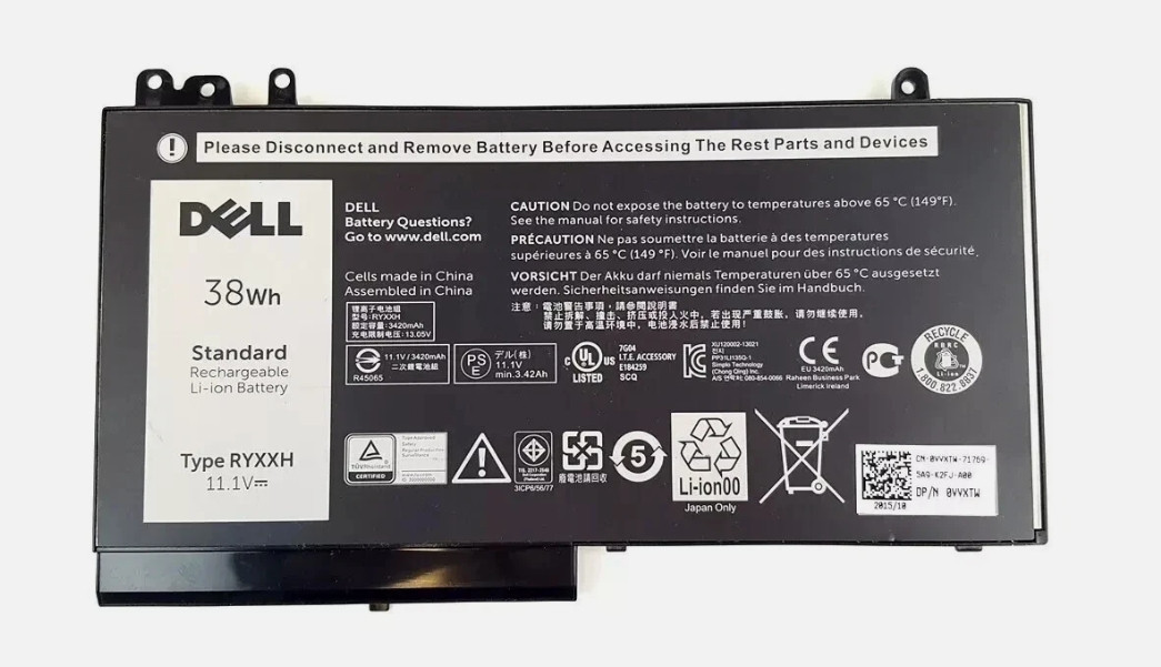 NEW Genuine RYXXH Battery For Dell Latitude E5250 E5450 E5550 3150 3160 OEM 38WH