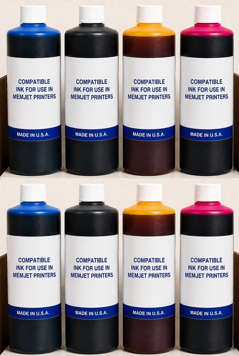 8 x Compatible Bulk nk Refill For Memjet Label Printers CYMK 8 Liters