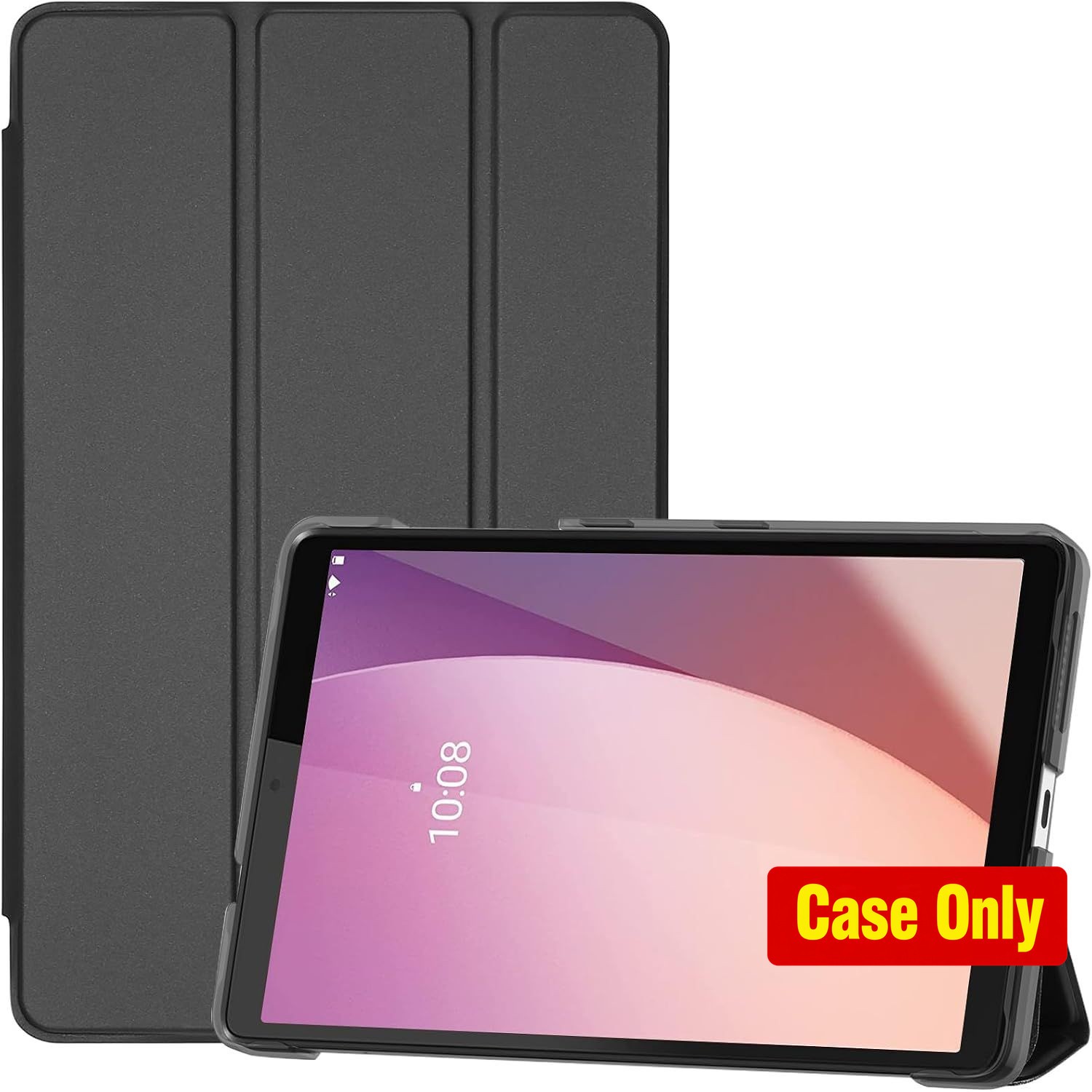 Protective Hard Shell Case for Lenovo Tab M8 8" 2023, Slim Stand Cover - Black